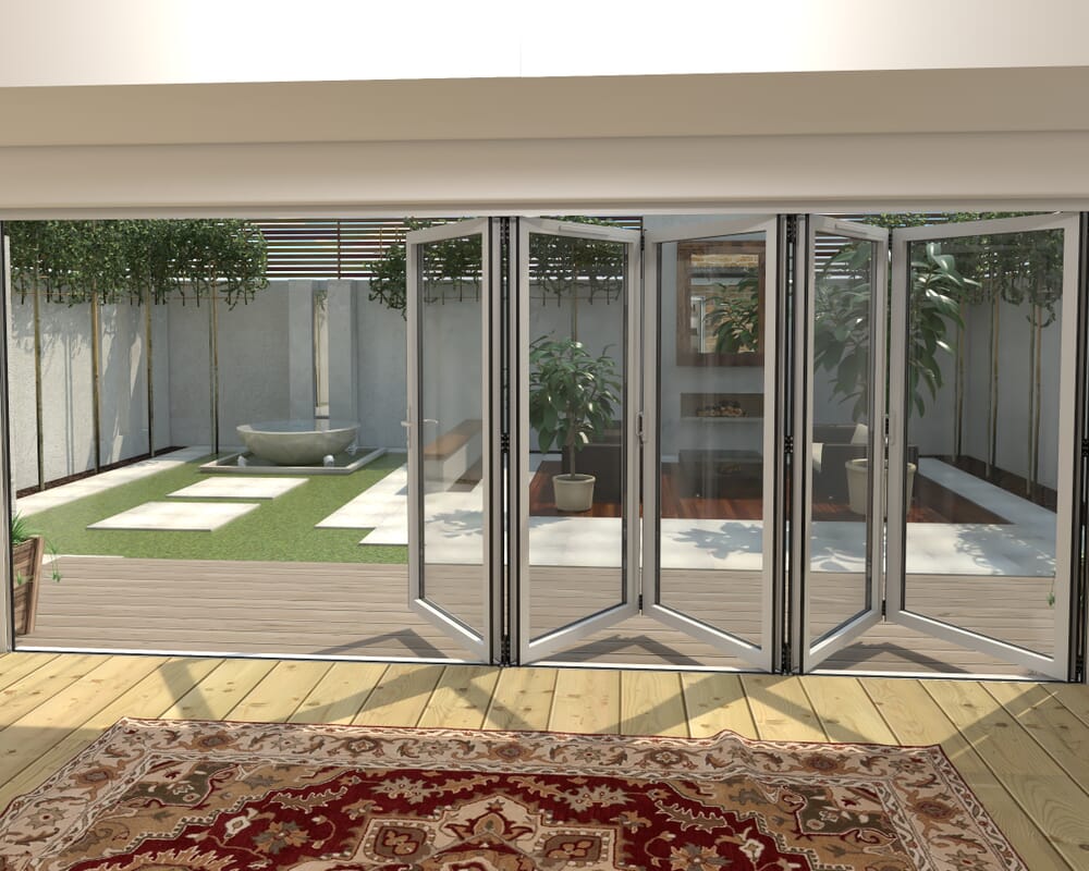 4800mm White Aluminium Bifold Doors - 5 Left