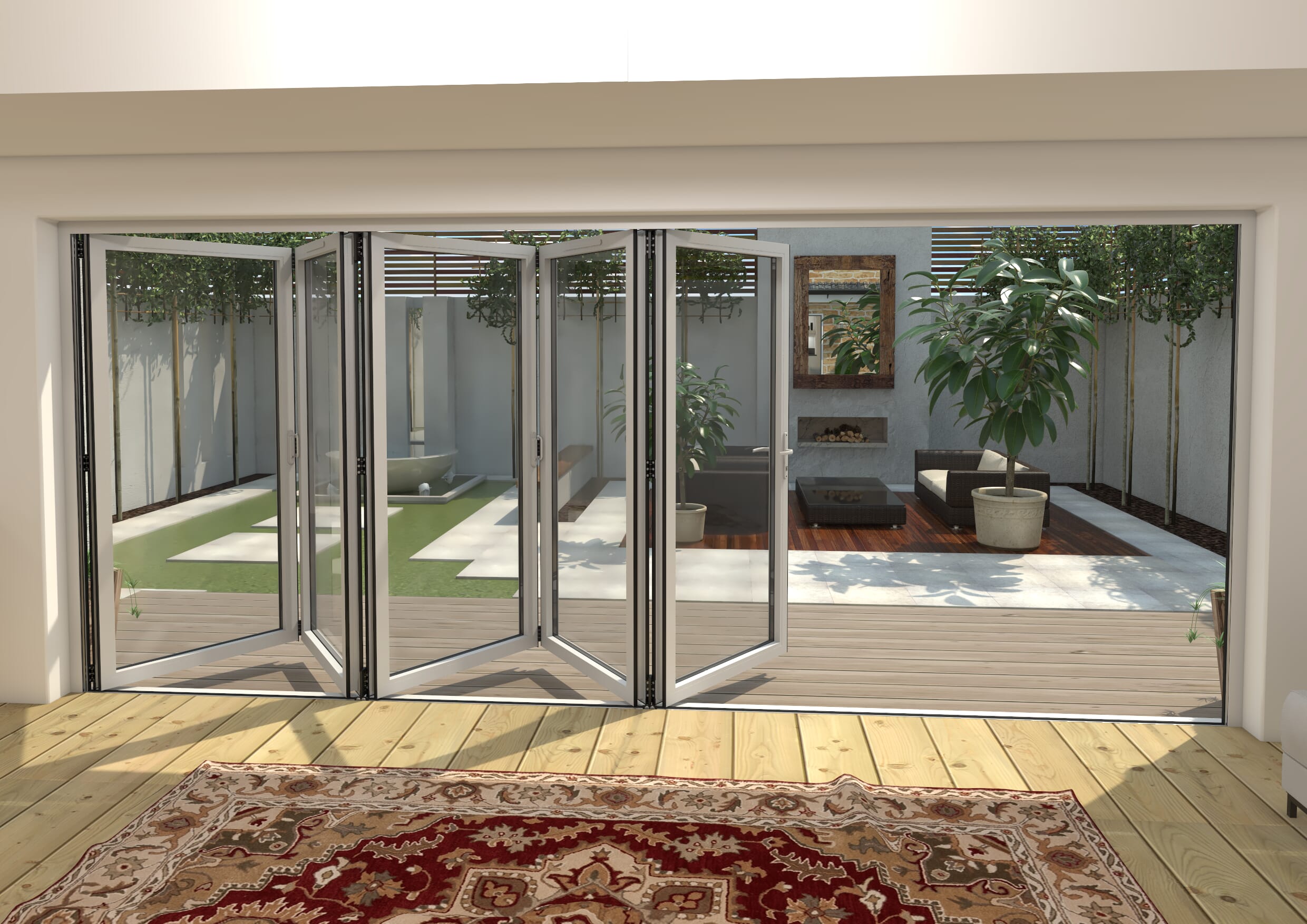 4800mm White Aluminium Bifold Doors - 5 Right