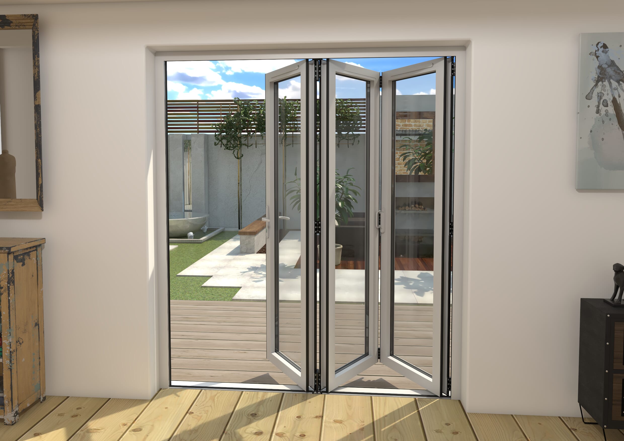 Part Q 1800mm White Aluminium Bifold Doors - 3 Left