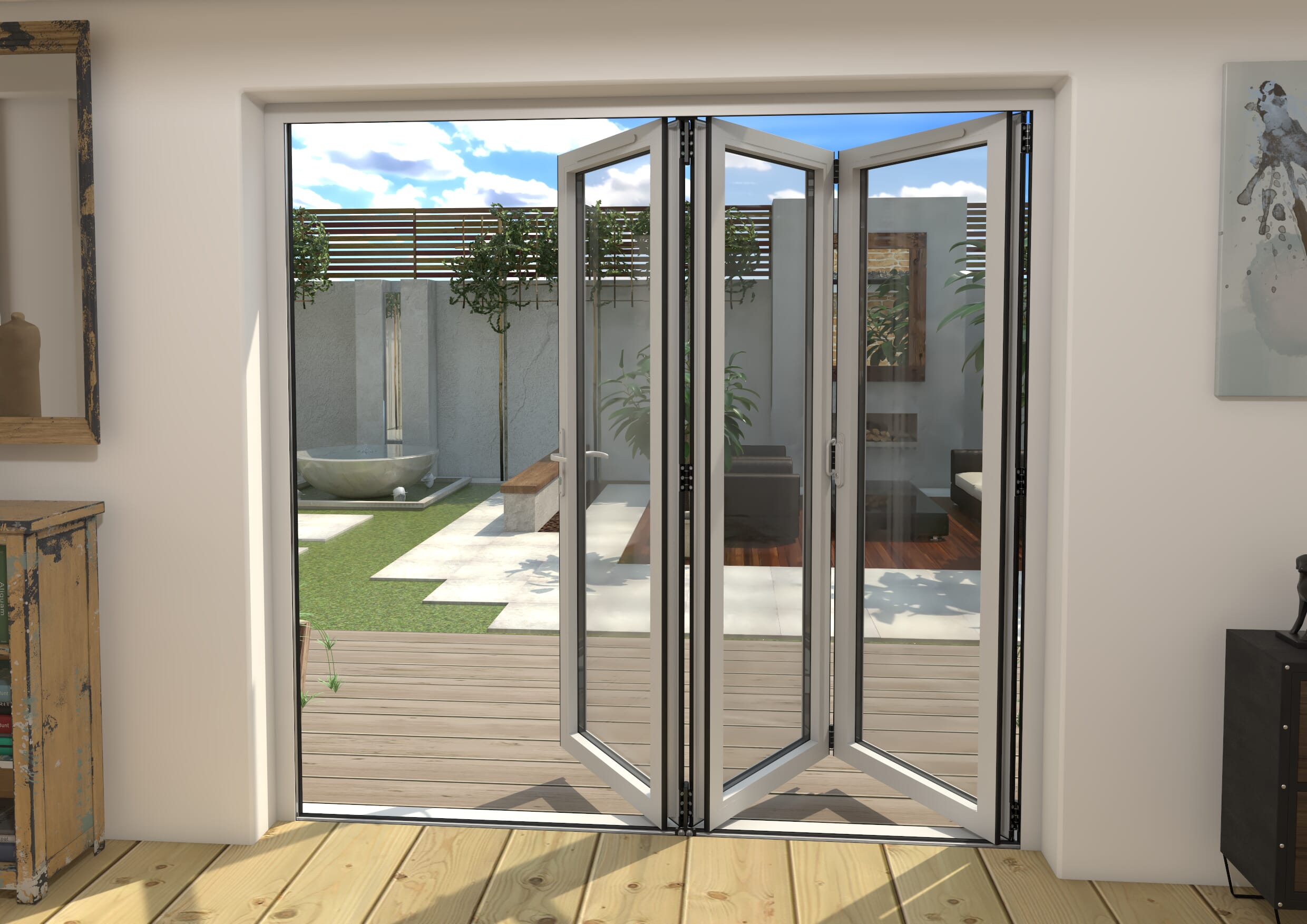 Part Q 2100mm White Aluminium Bifold Doors - 3 Left