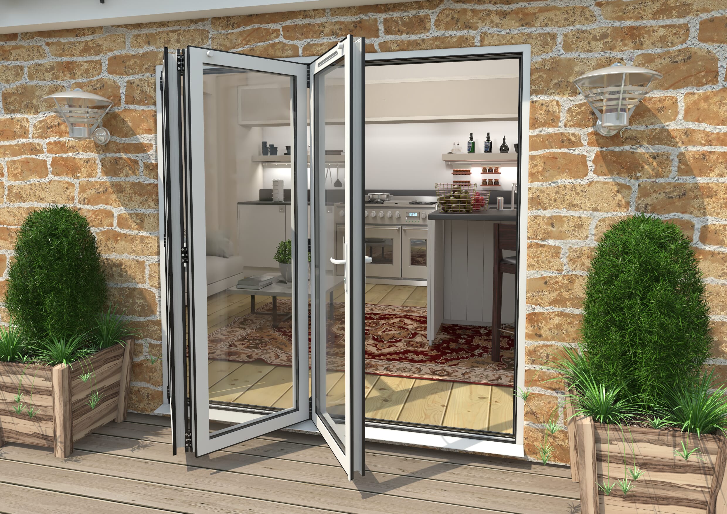 Part Q 2100mm White Aluminium Bifold Doors - 3 Left