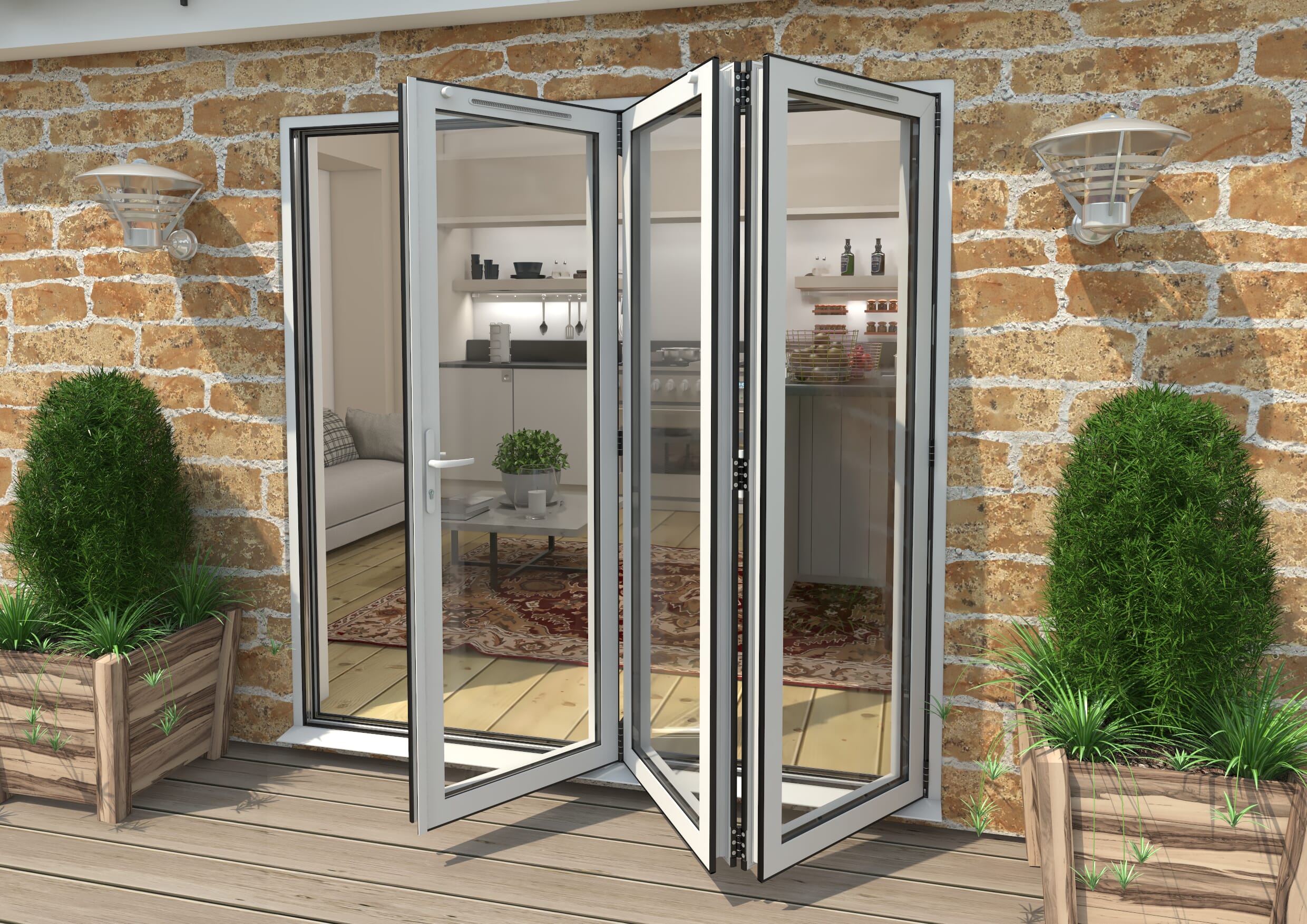 Part Q 2100mm White Aluminium Bifold Doors - 3 Right