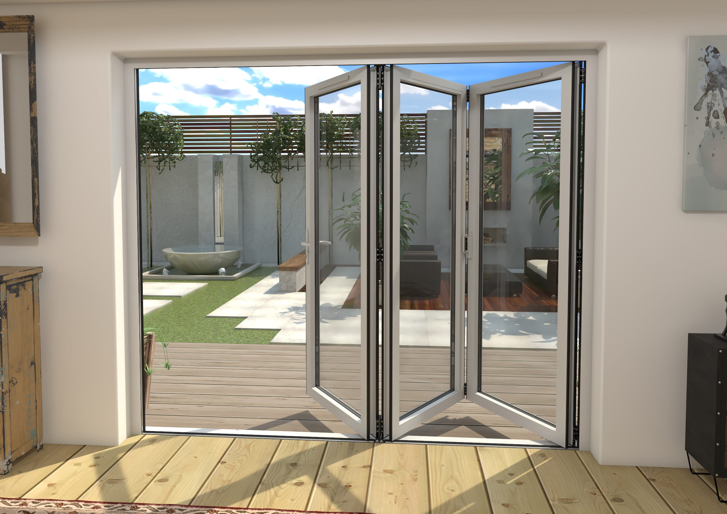 Part Q 2400mm White Aluminium Bifold Doors - 3 Left