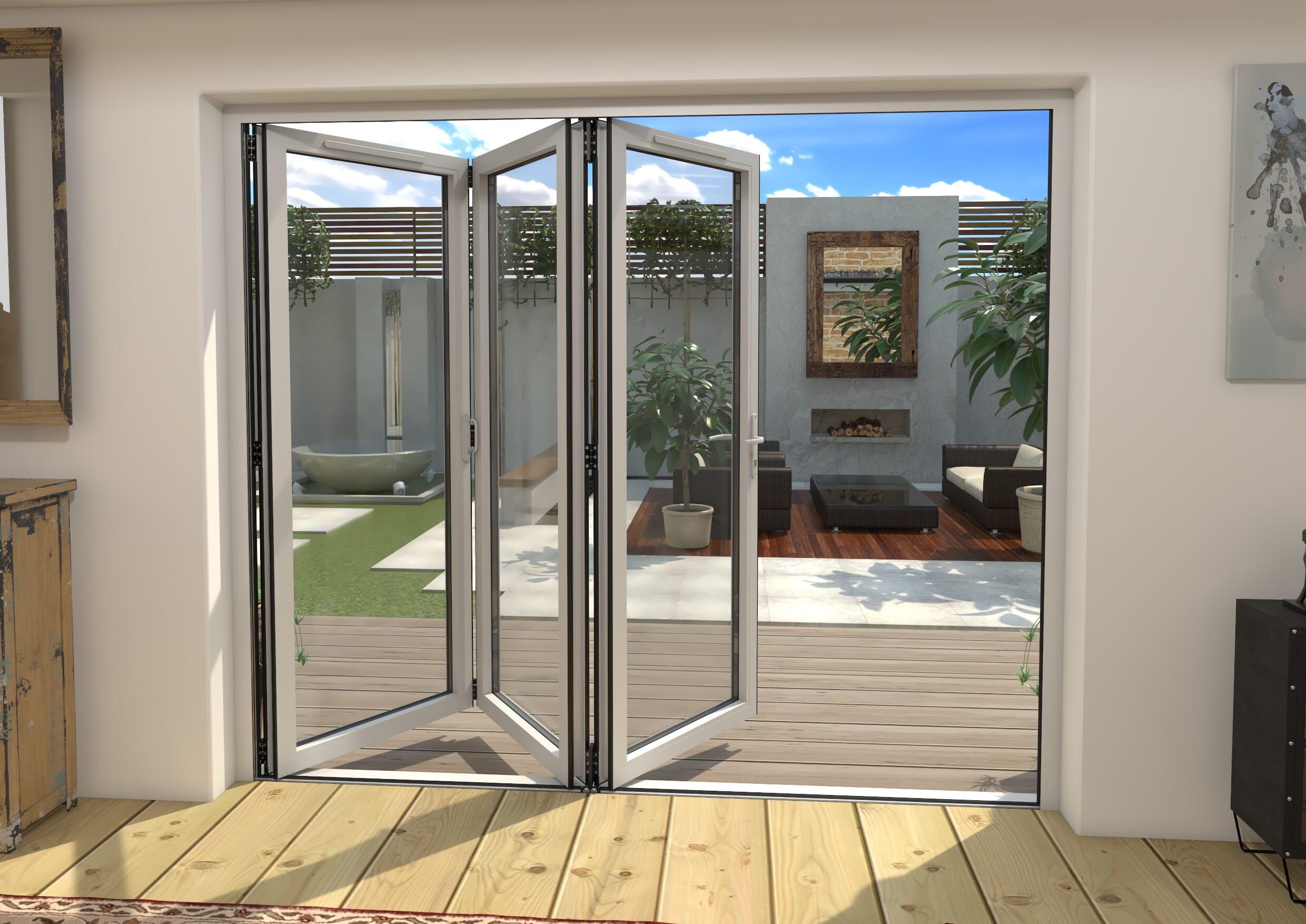 Part Q 2400mm White Aluminium Bifold Doors - 3 Right
