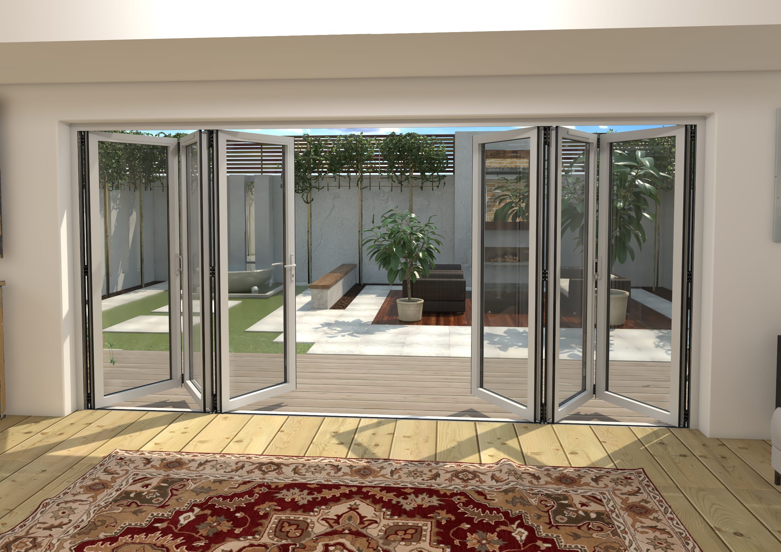 Part Q 4200mm White Aluminium Bifold Doors - 3 Left 3 Right