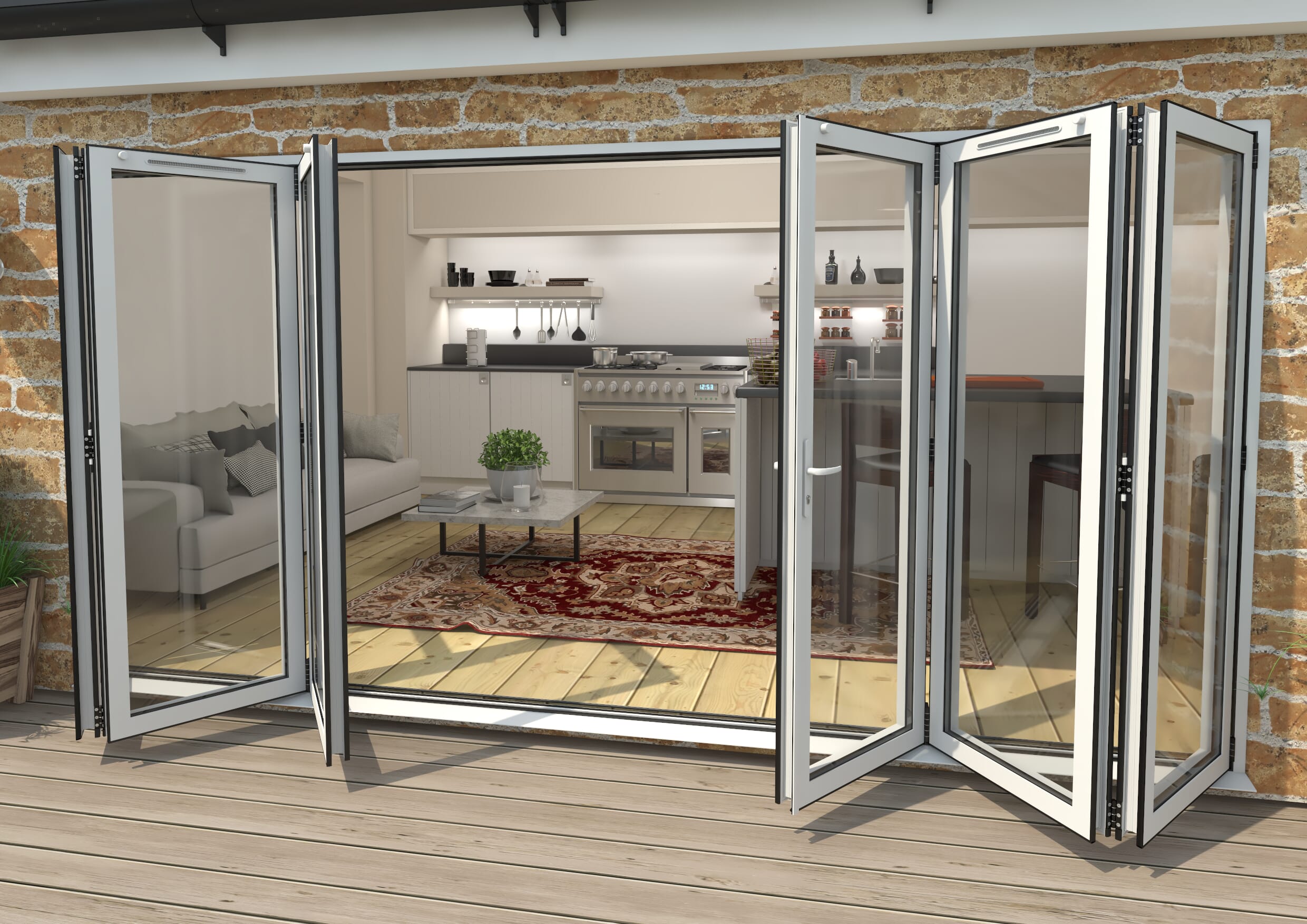 Part Q 4200mm White Aluminium Bifold Doors - 3 Left 3 Right