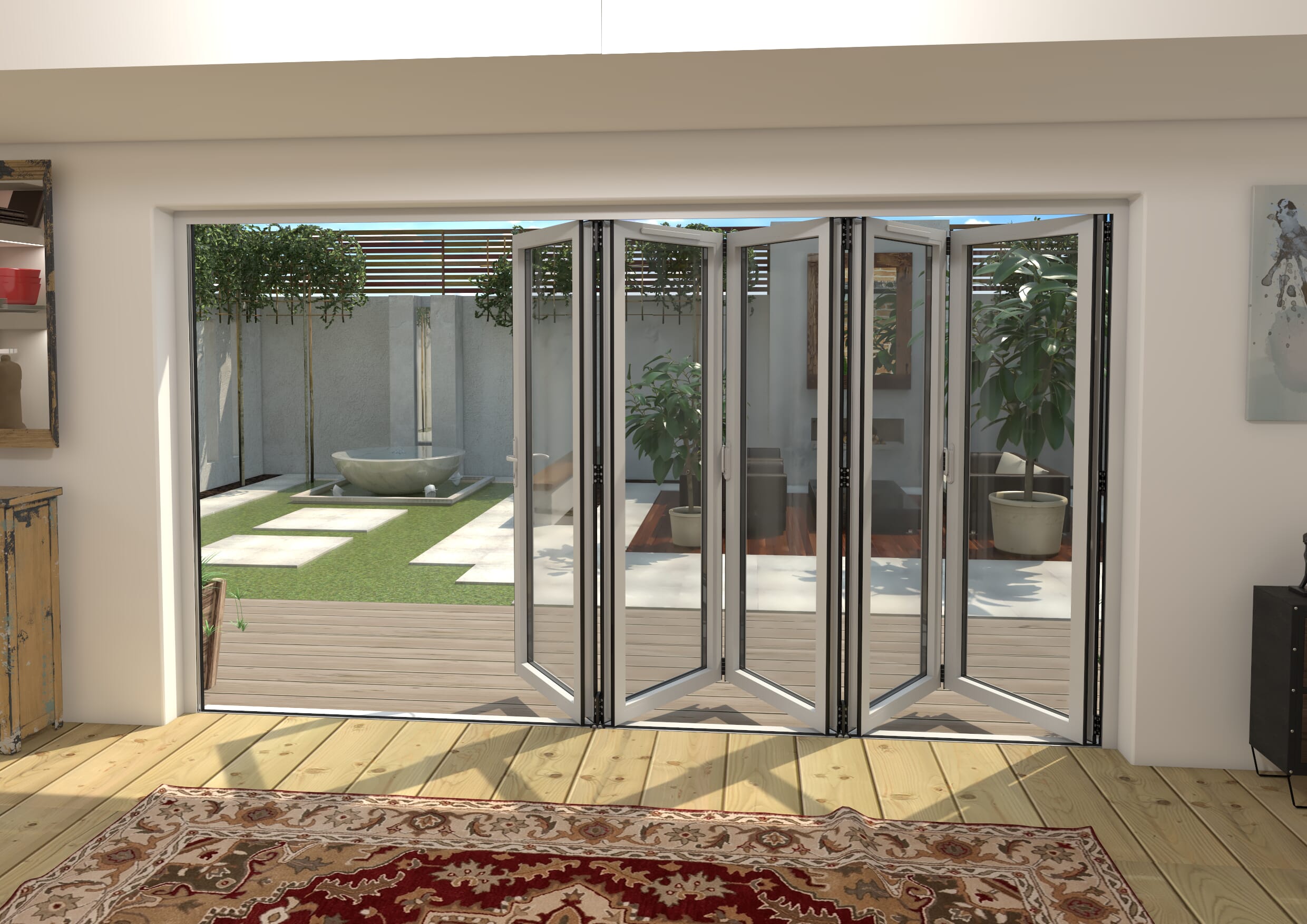 Part Q 3600mm White Aluminium Bifold Doors - 5 Left