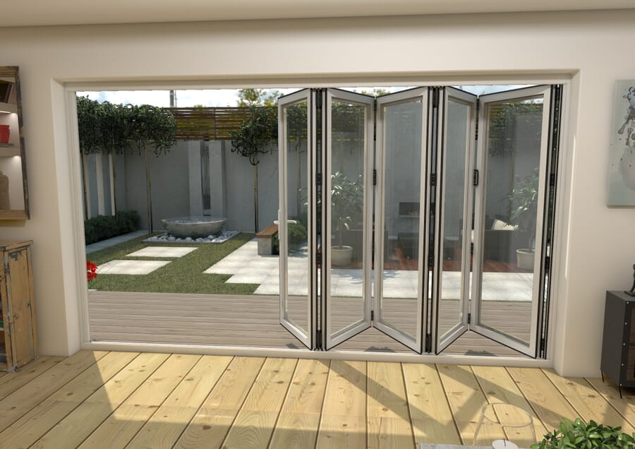 Doors & More Aluminium White Bi-fold Doors Part Q Compliant