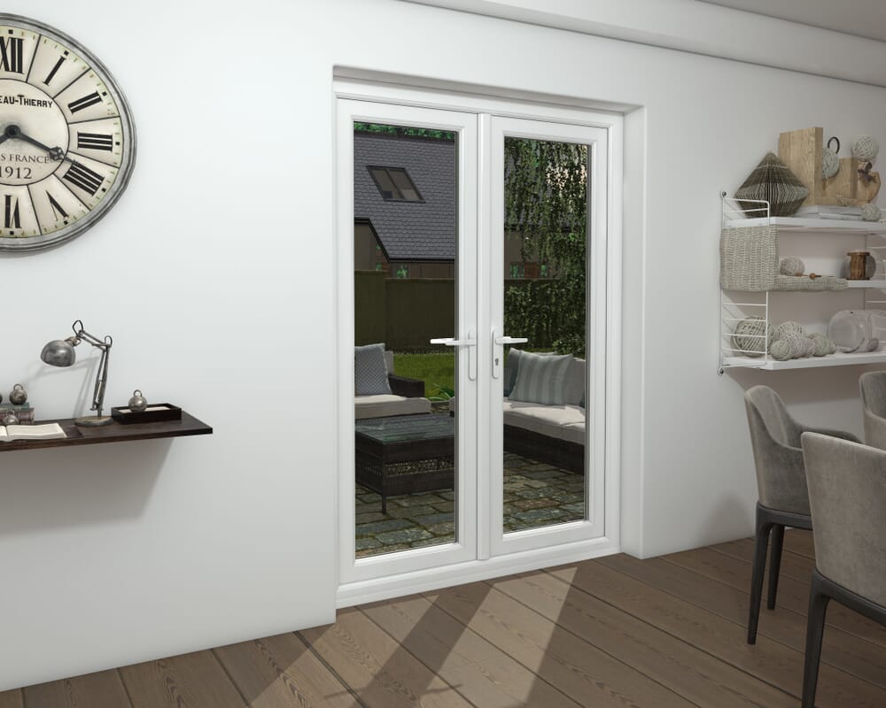 1500mm White UPVC French Doors