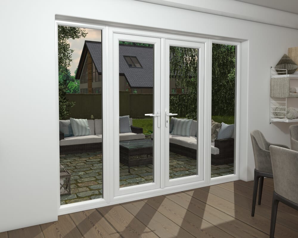 2700mm White UPVC French Doors (1500mm Doors + 2 x 600mm Sidelights)