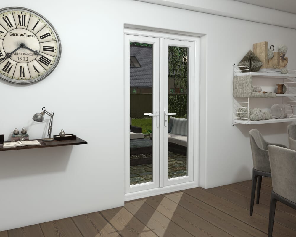 1200mm UPVC Grey Outer / White inner French Doors