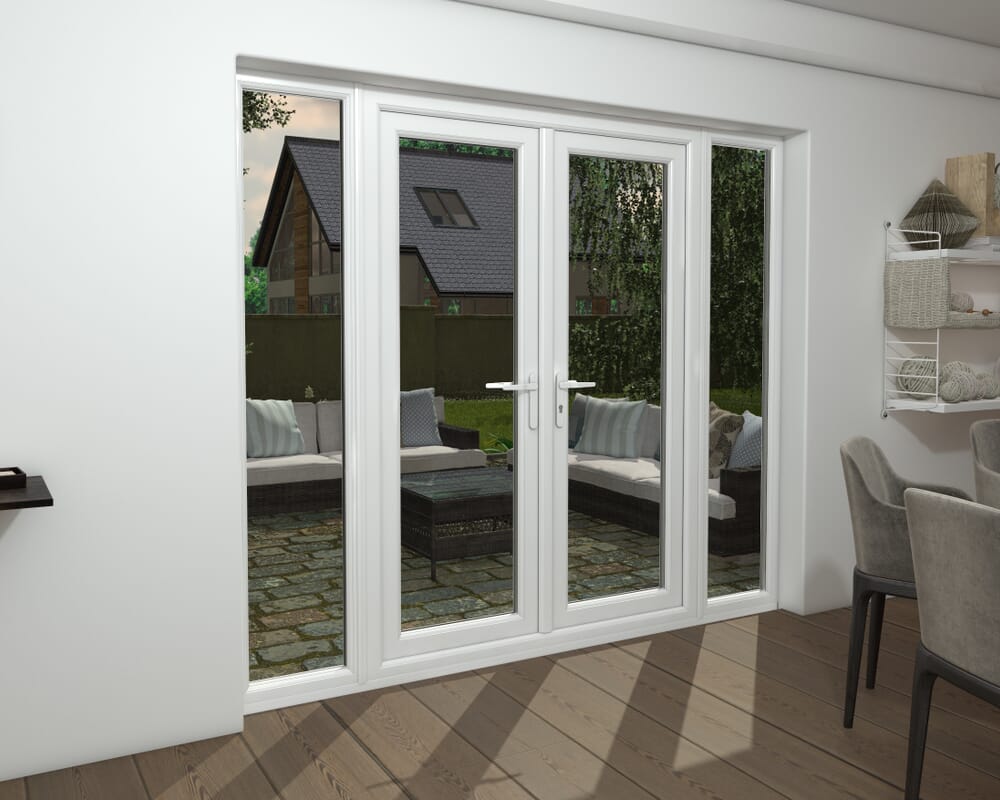 2400mm UPVC Grey Outer / White inner French Doors (1200mm Doors + 2 x 600mm Sidelights)