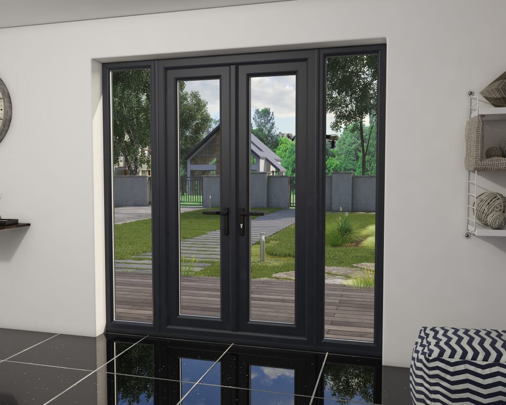1800mm Anthracite Grey UPVC French Doors (1200mm Doors + 2 x 300mm Sidelights)