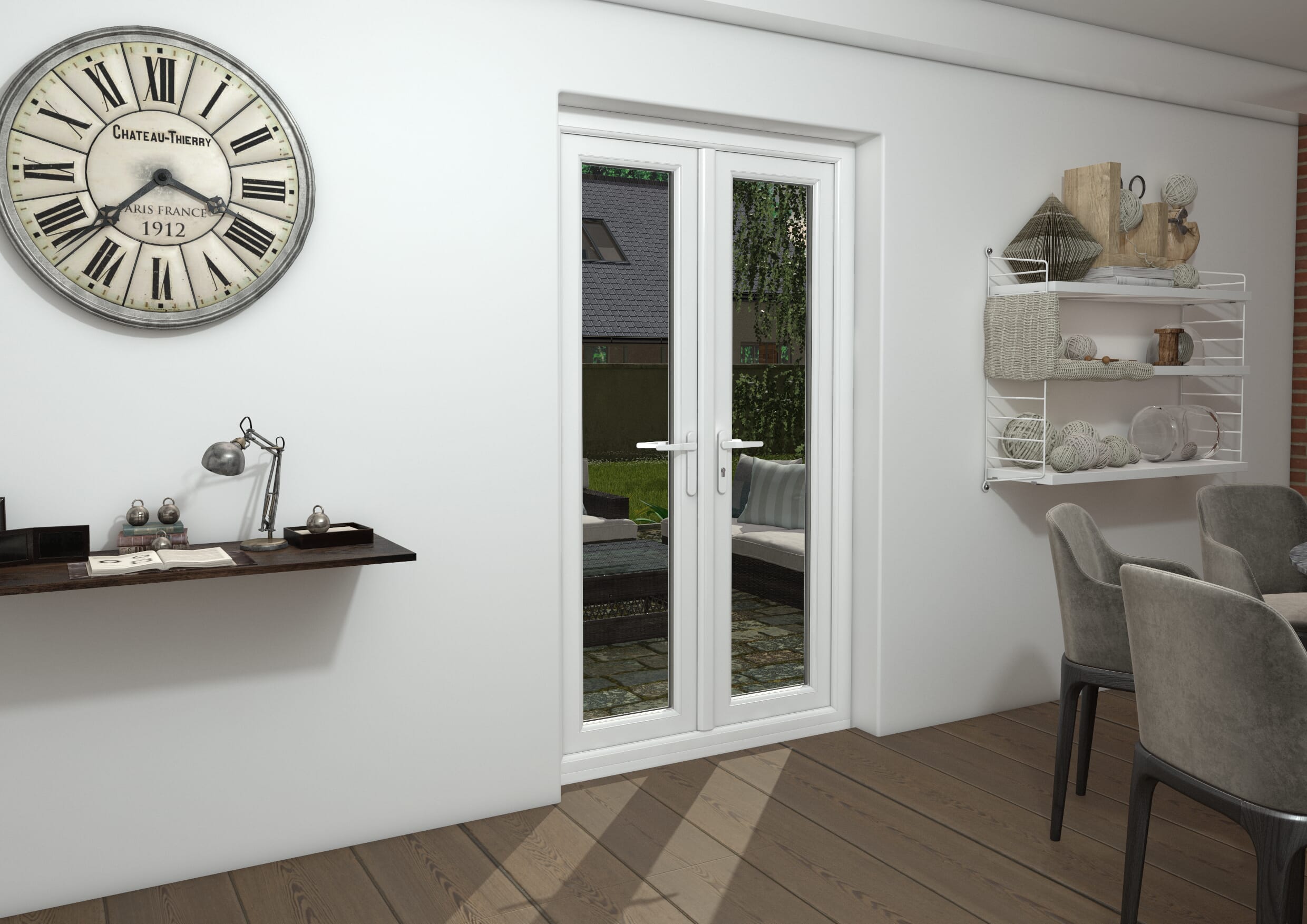 1200mm Part Q UPVC Grey Outer / White inner French Doors