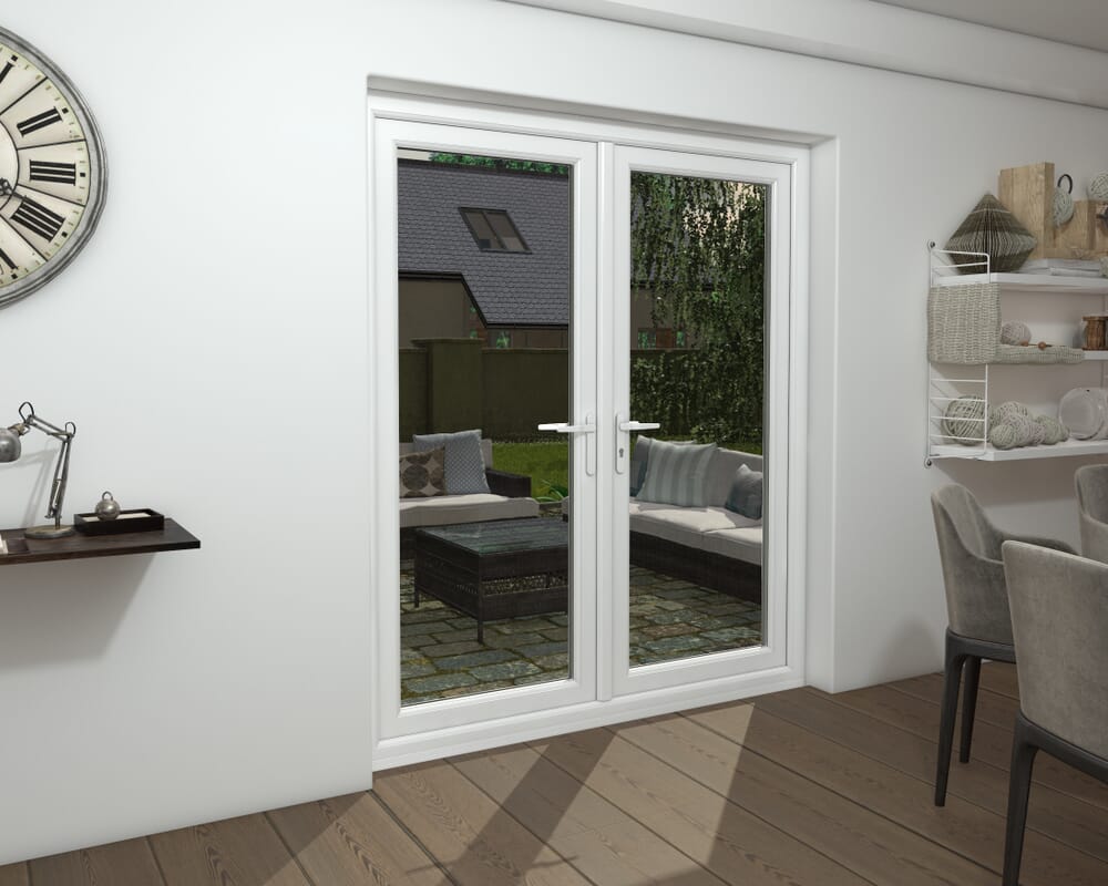 1800mm Part Q UPVC Grey Outer / White inner French Doors