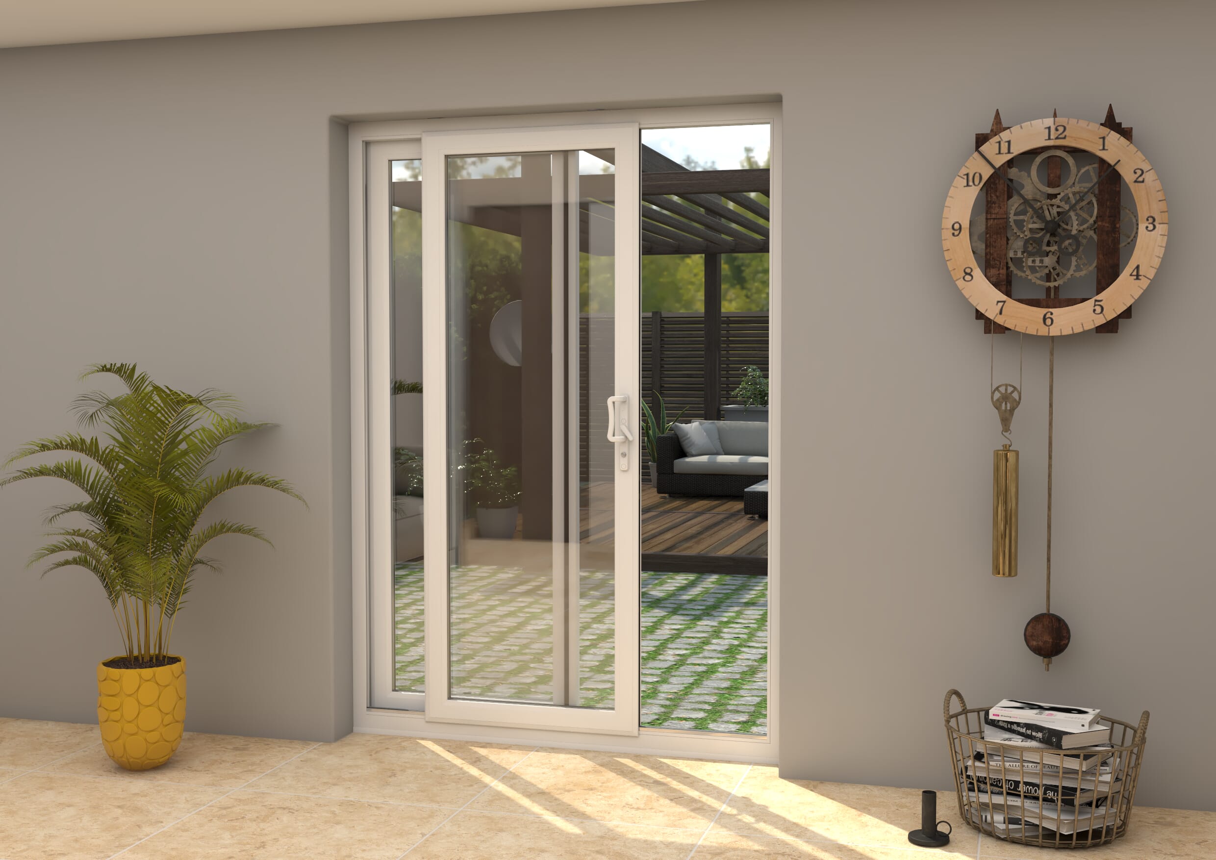 1500mm UPVC White Sliding Doors LH Sliding / RH Fixed