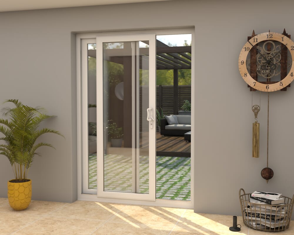 1500mm UPVC White Sliding Doors LH Sliding / RH Fixed