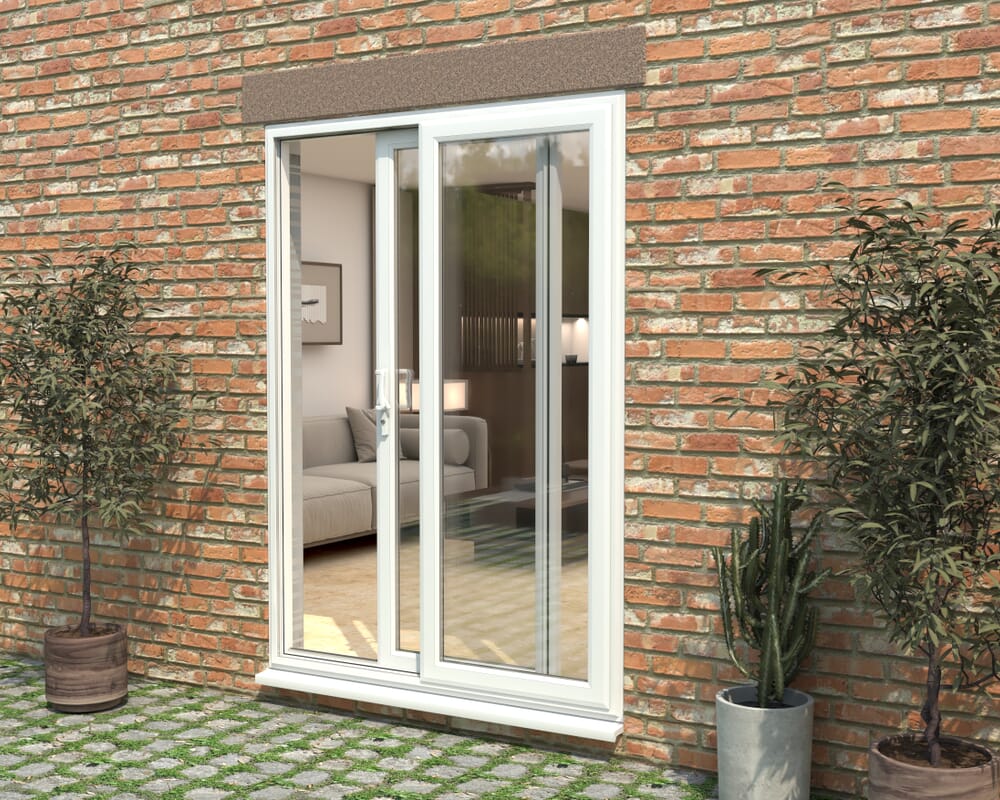 1500mm UPVC White Sliding Doors LH Sliding / RH Fixed