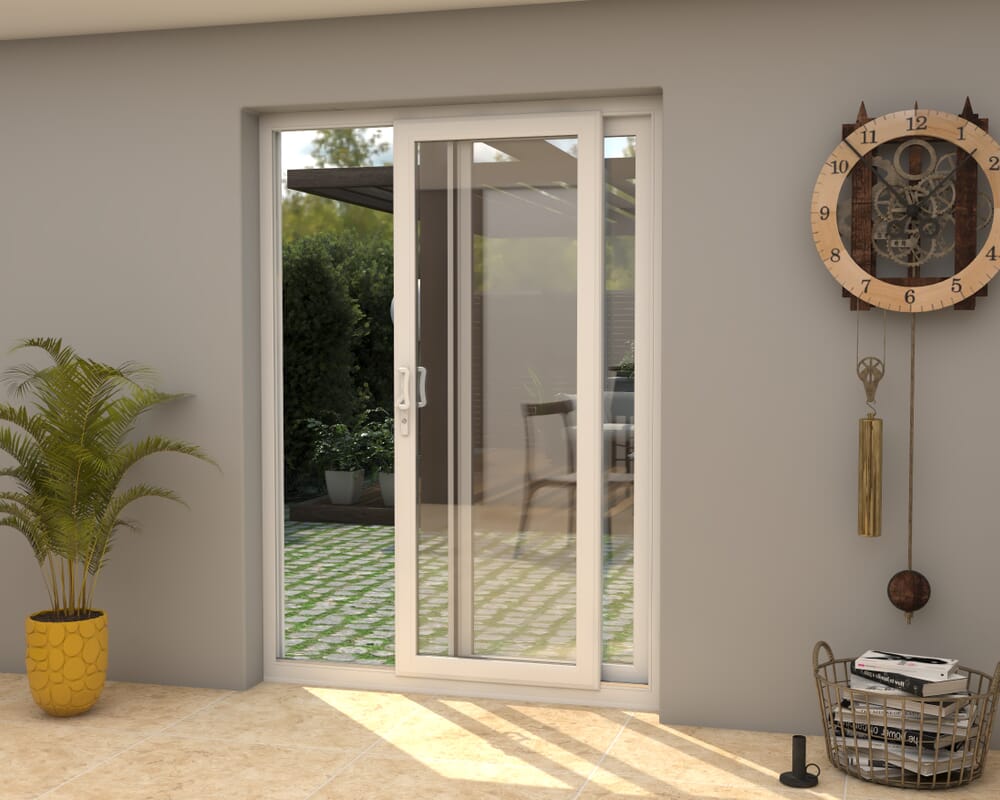1500mm UPVC White Sliding Doors RH Sliding / LH Fixed