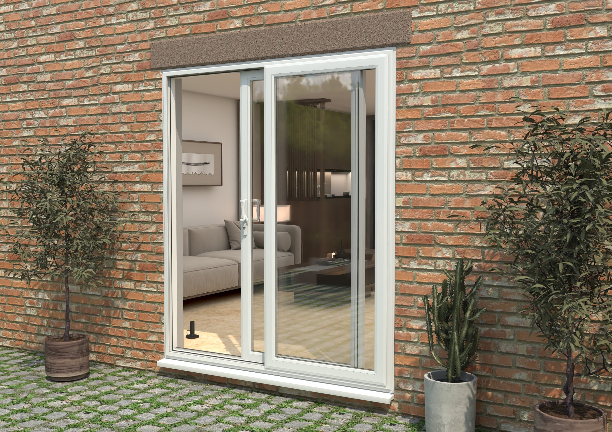 1800mm UPVC White Sliding Doors LH Sliding / RH Fixed
