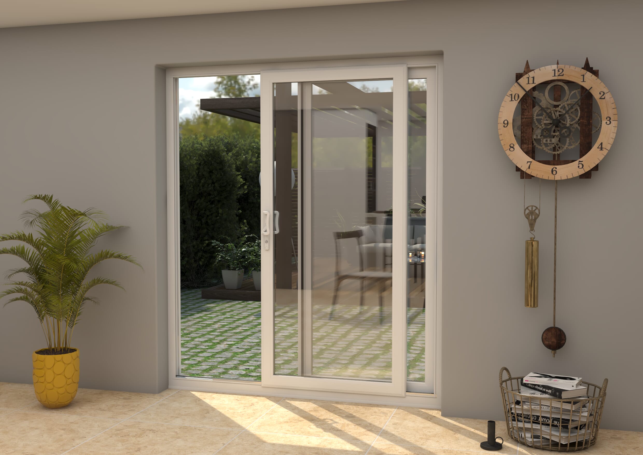 1800mm Upvc White Sliding Doors Rh Sliding Lh Fixed Bifold Doors At