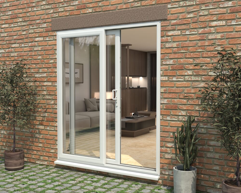 1800mm UPVC White Sliding Doors RH Sliding / LH Fixed