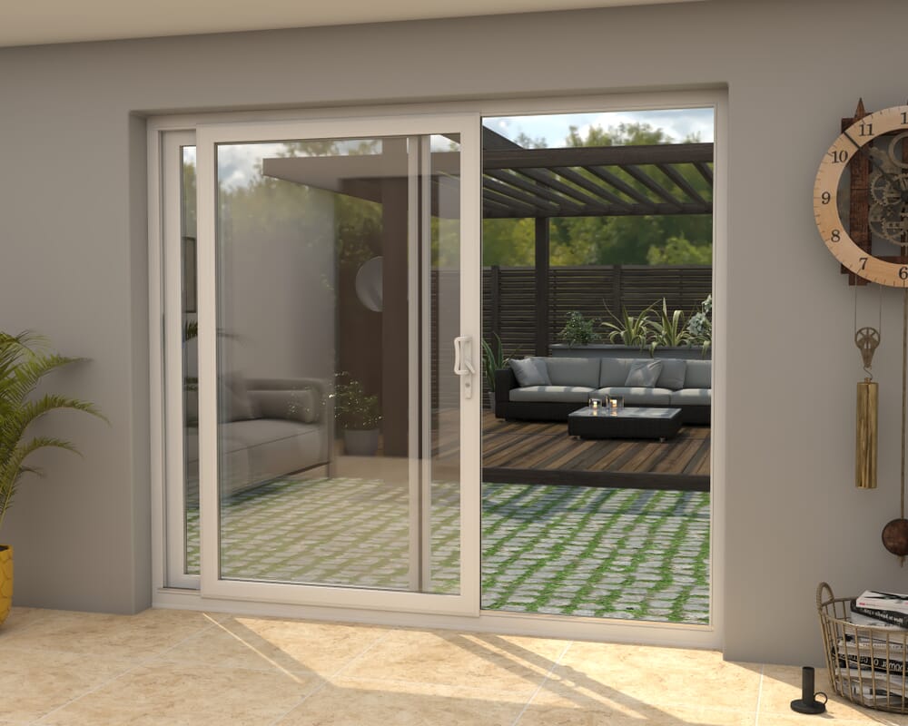 2100mm UPVC White Sliding Doors LH Sliding / RH Fixed