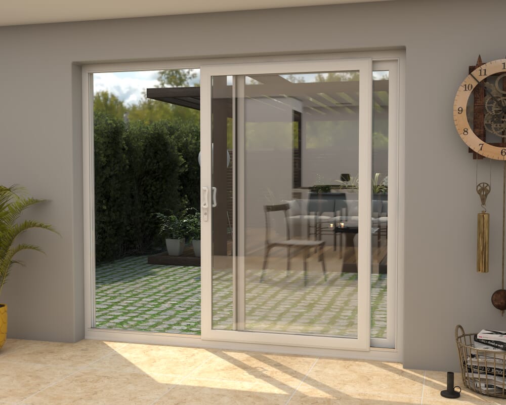 2700mm UPVC White Sliding Doors RH Sliding / LH Fixed
