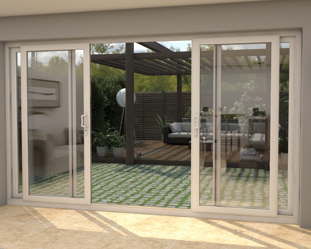3600mm UPVC White Sliding Doors Fixed / Sliding / Sliding / Fixed