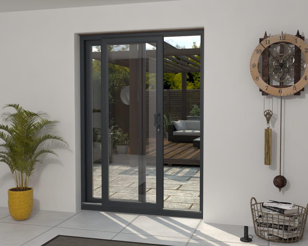 1500mm UPVC Anthracite Grey Sliding Doors LH Sliding / RH Fixed
