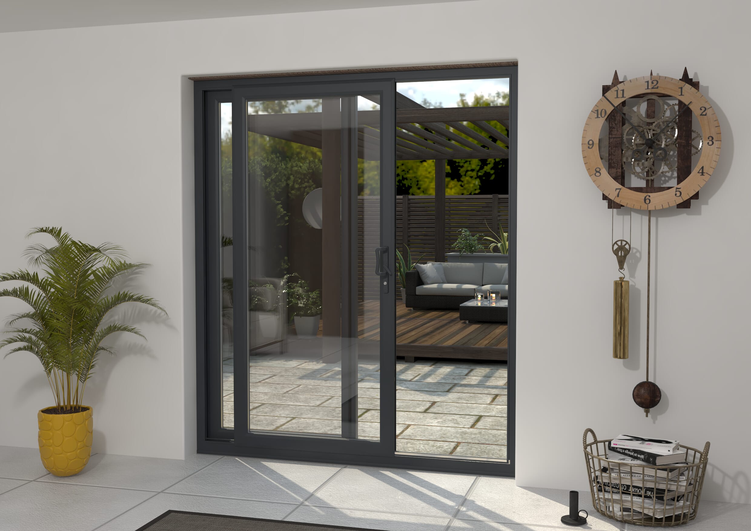 1800mm UPVC Anthracite Grey Sliding Doors LH Sliding / RH Fixed