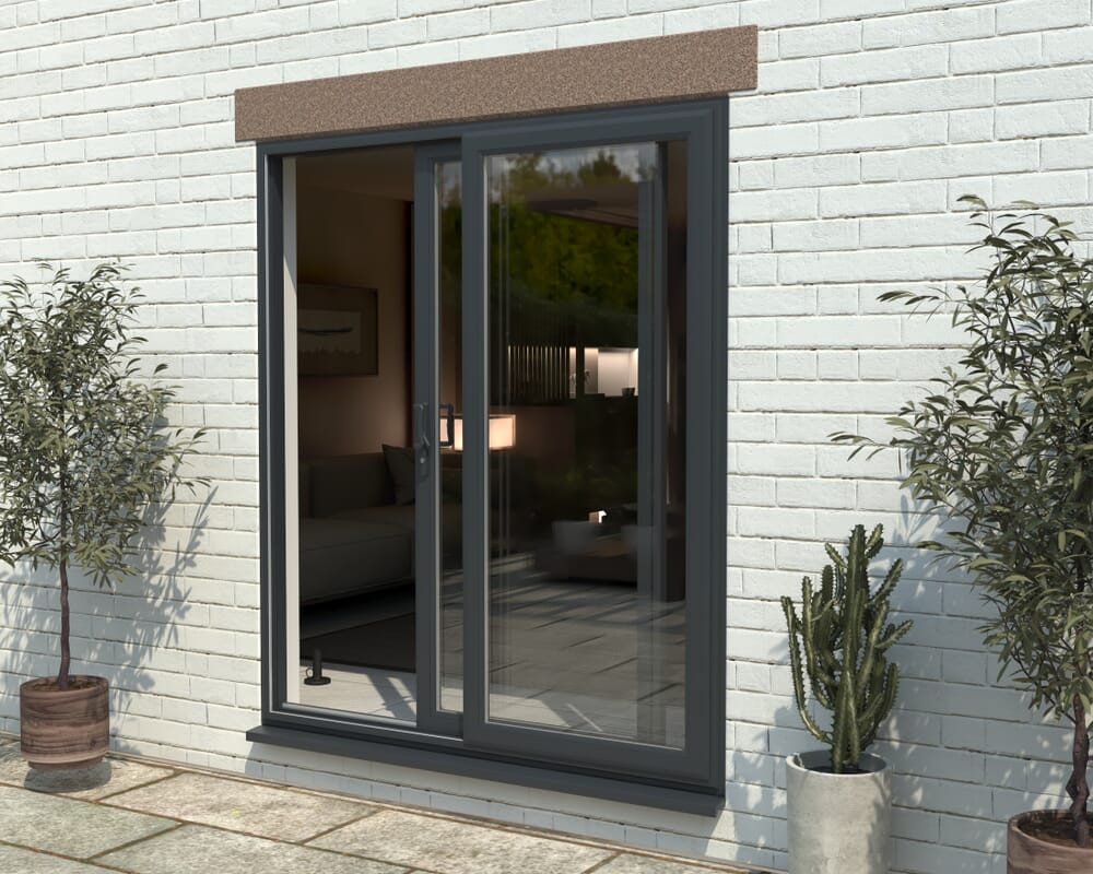1800mm UPVC Anthracite Grey Sliding Doors LH Sliding / RH Fixed