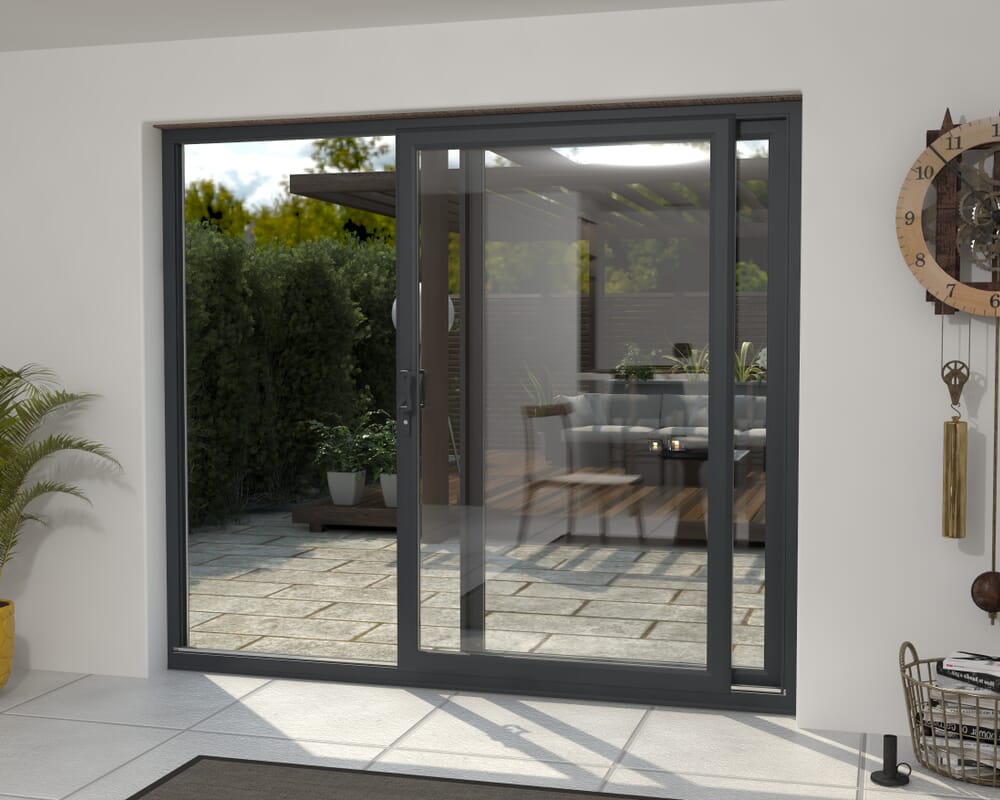 2100mm UPVC Anthracite Grey Sliding Doors RH Sliding / LH Fixed