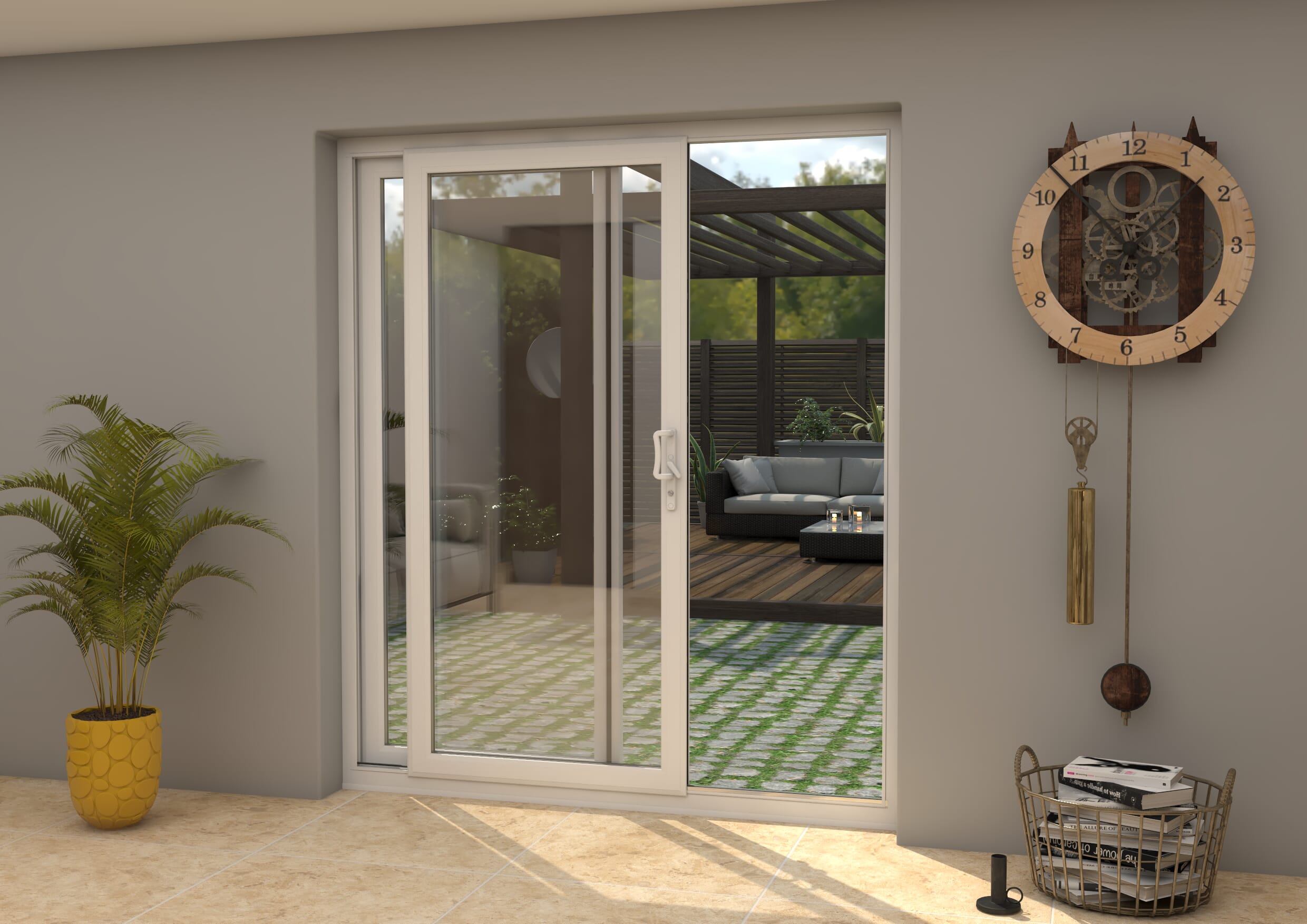 Part Q 1800mm UPVC White Sliding Doors LH Sliding / RH Fixed