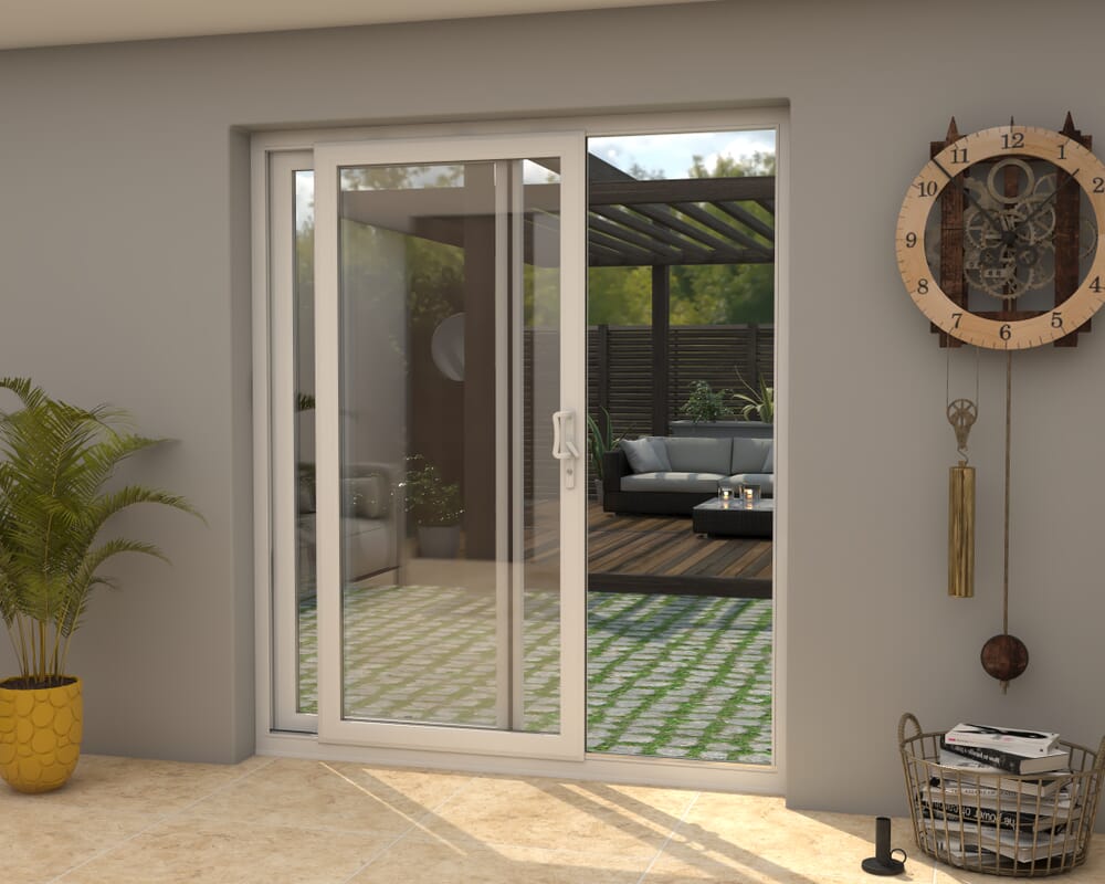 Part Q 1800mm UPVC White Sliding Doors LH Sliding / RH Fixed
