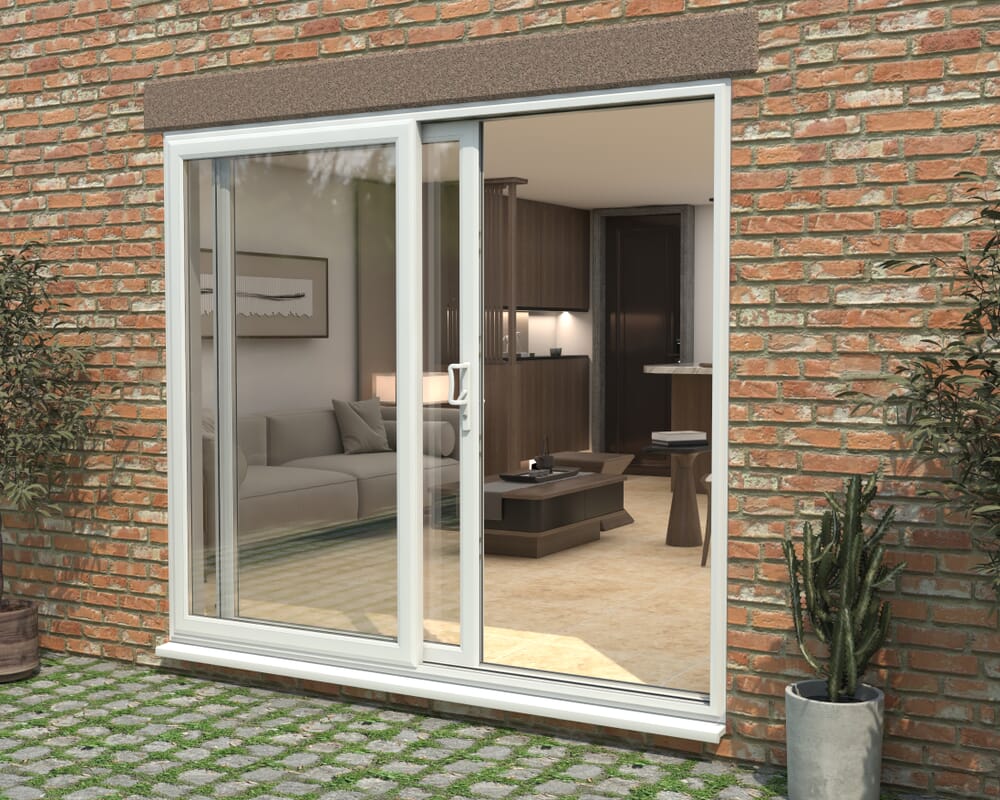 Part Q 2100mm UPVC White Sliding Doors RH Sliding / LH Fixed
