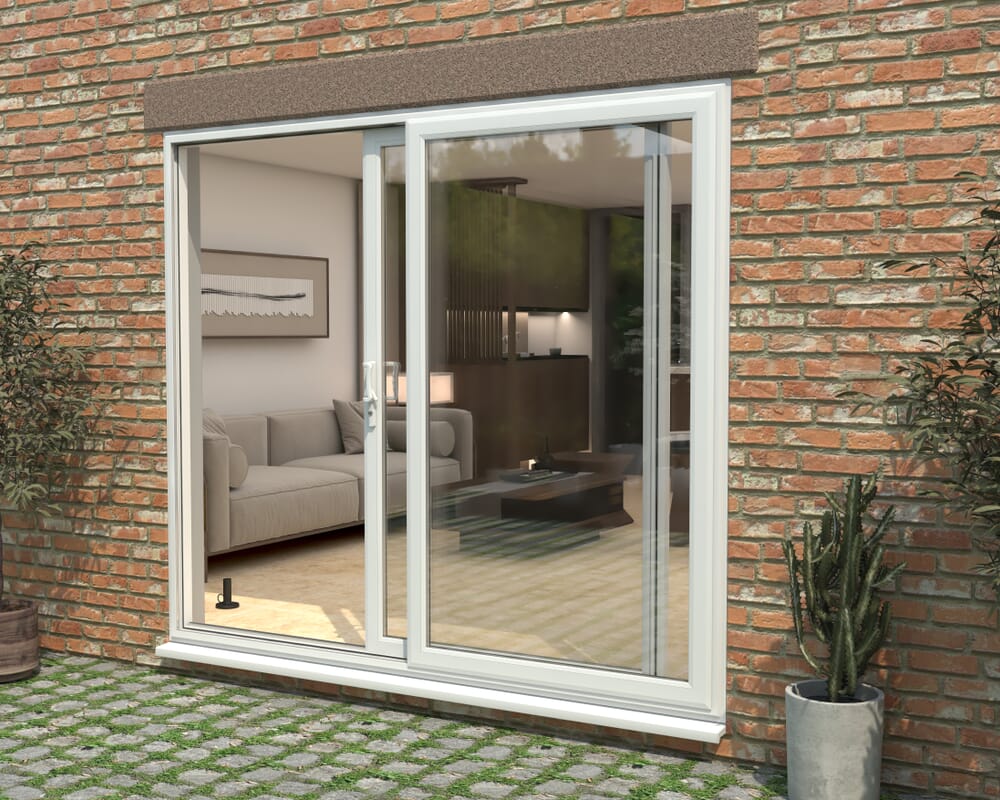 Part Q 2400mm UPVC White Sliding Doors LH Sliding / RH Fixed
