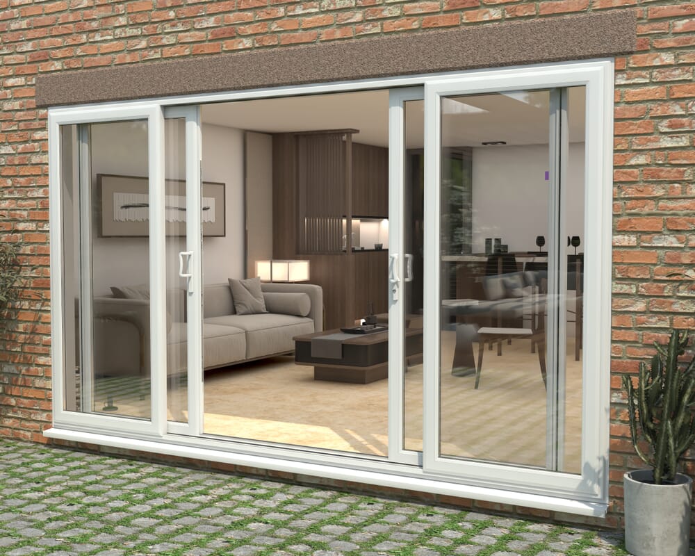 Part Q 3600mm UPVC White Sliding Doors Fixed / Sliding / Sliding / Fixed
