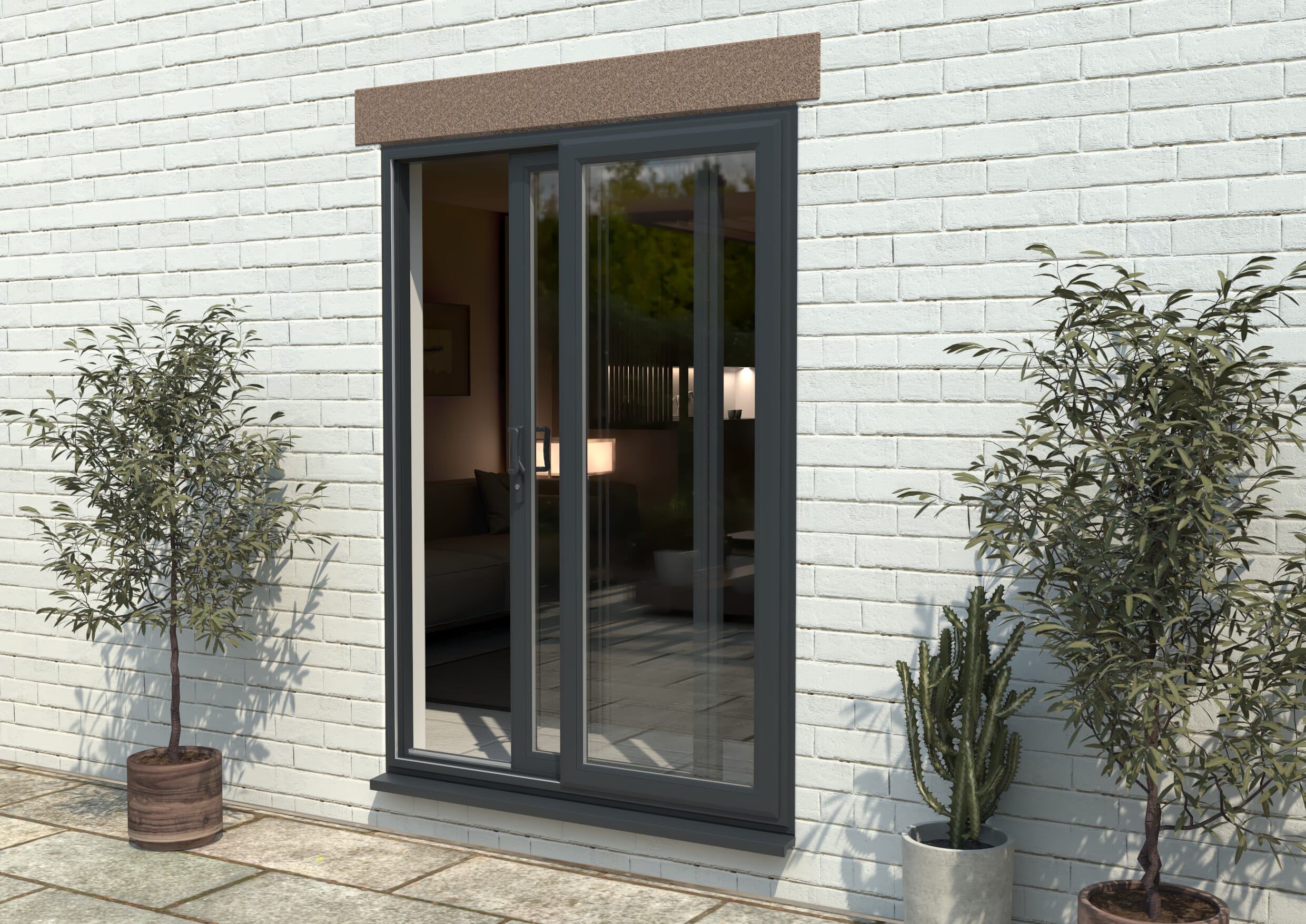 Part Q 1500mm UPVC Anthracite Grey Sliding Doors LH Sliding / RH Fixed