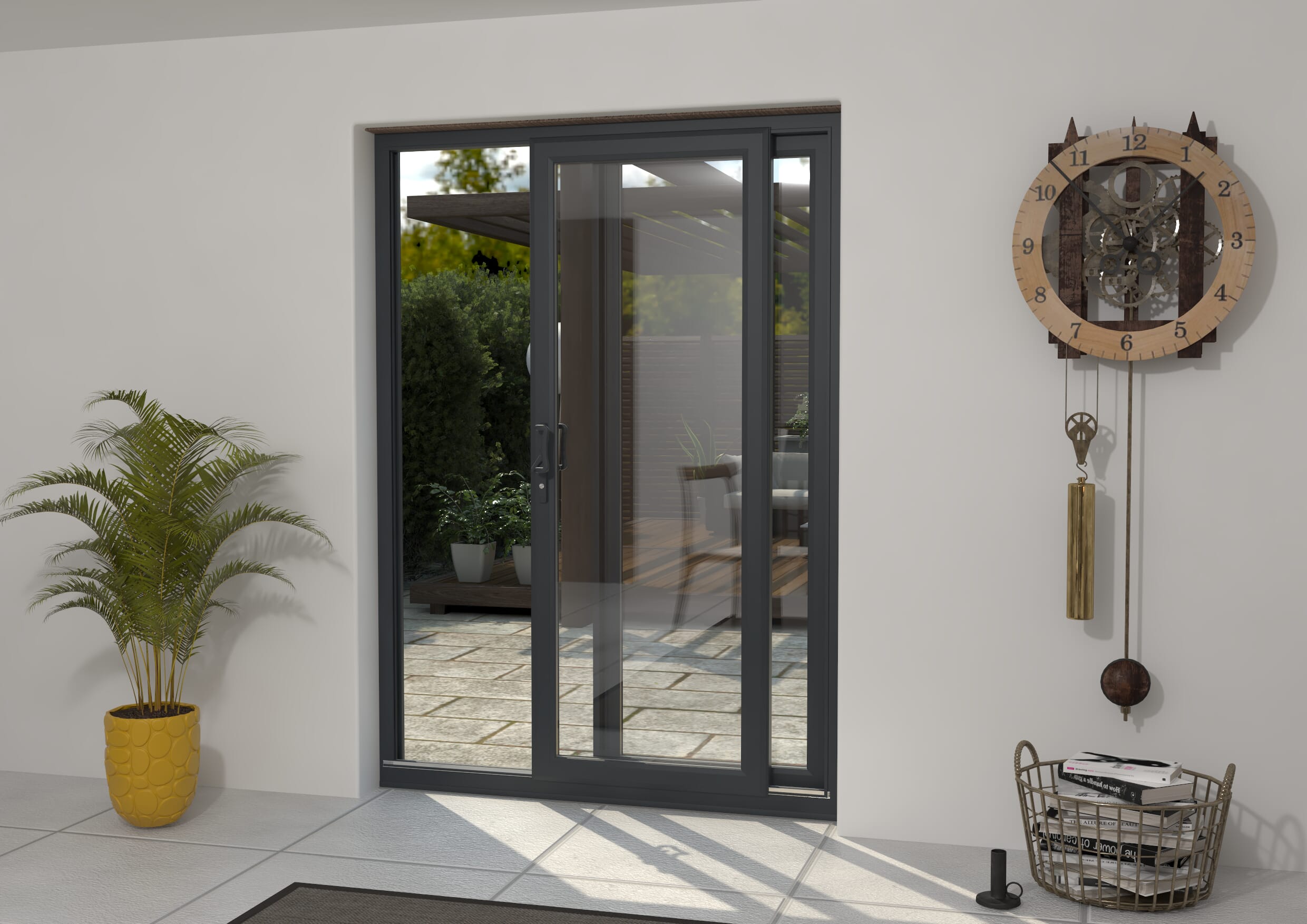 Part Q 1500mm UPVC Anthracite Grey Sliding Doors RH Sliding / LH Fixed