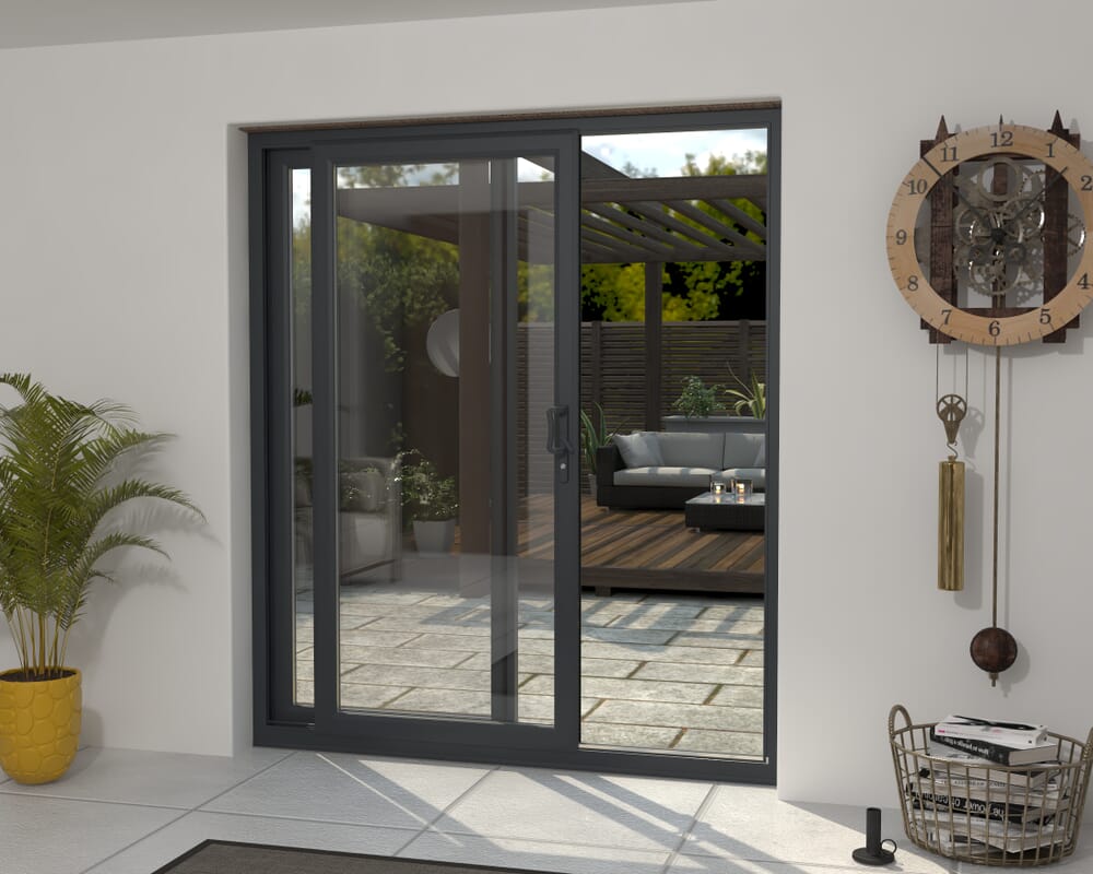 Part Q 1800mm UPVC Anthracite Grey Sliding Doors LH Sliding / RH Fixed
