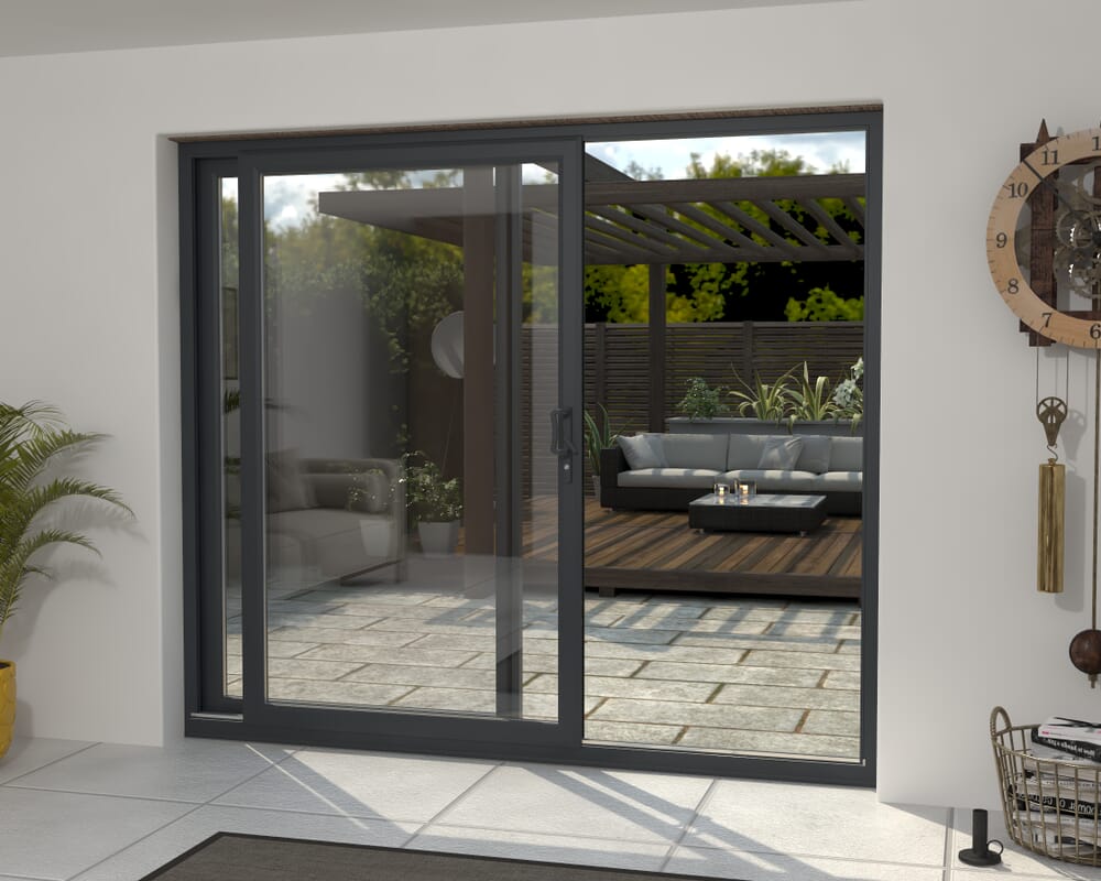 Part Q 2100mm UPVC Anthracite Grey Sliding Doors LH Sliding / RH Fixed