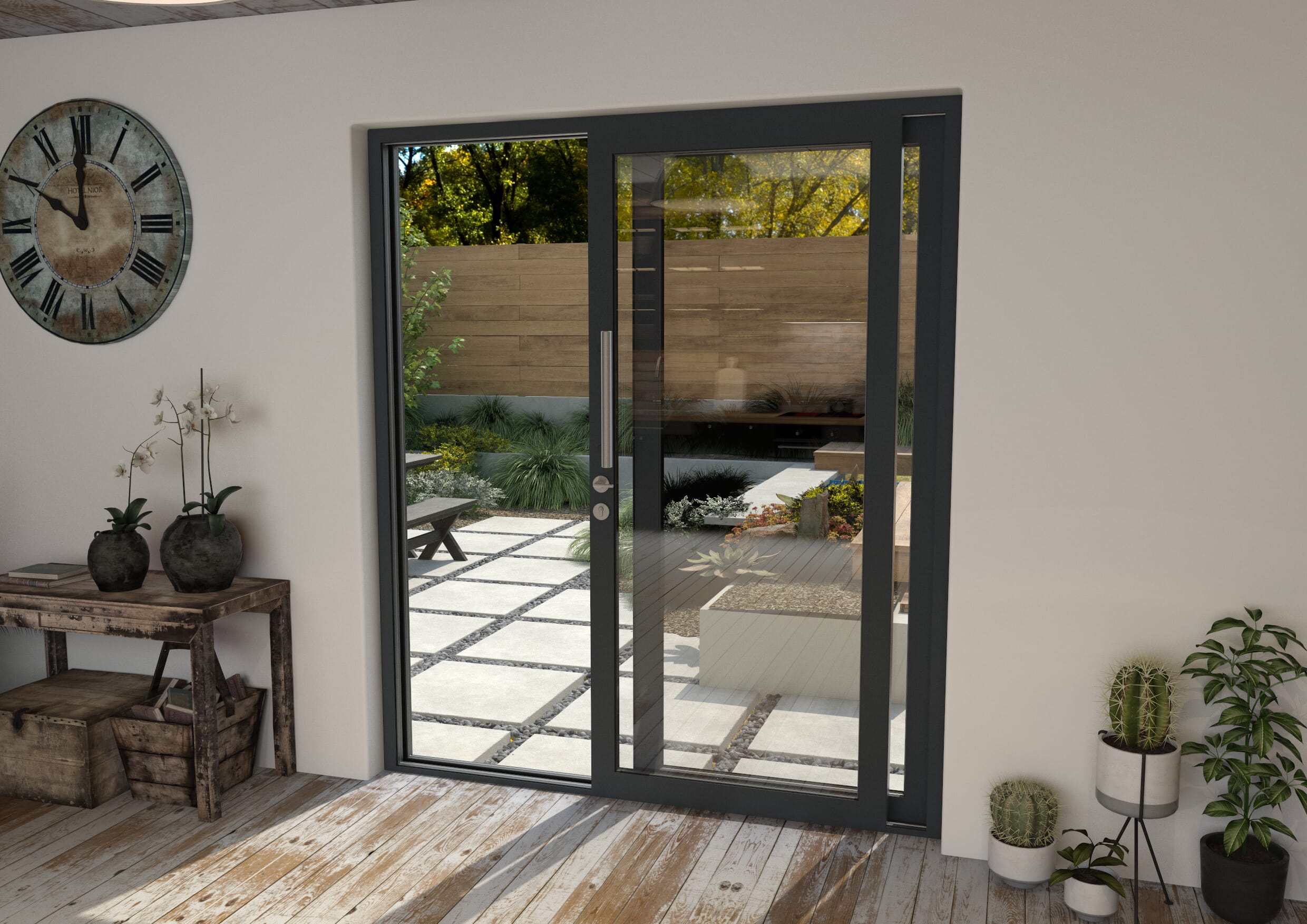 1800mm Anthracite Grey Aluminium Sliding Doors Rh Sliding Lh Fixed