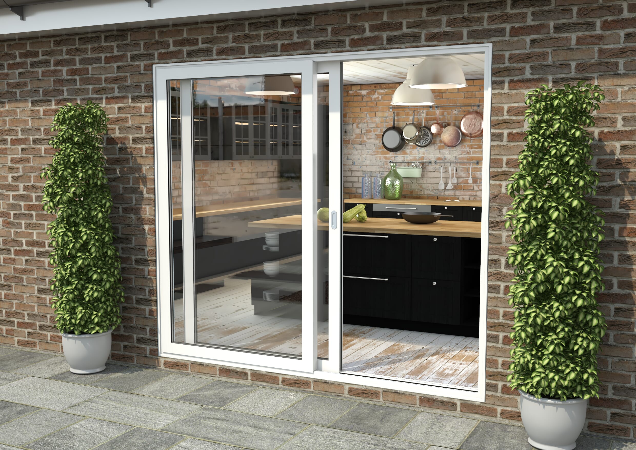 2100mm White Aluminium Sliding Doors Rh Sliding Lh Fixed Aluminium Sliding Door 5442