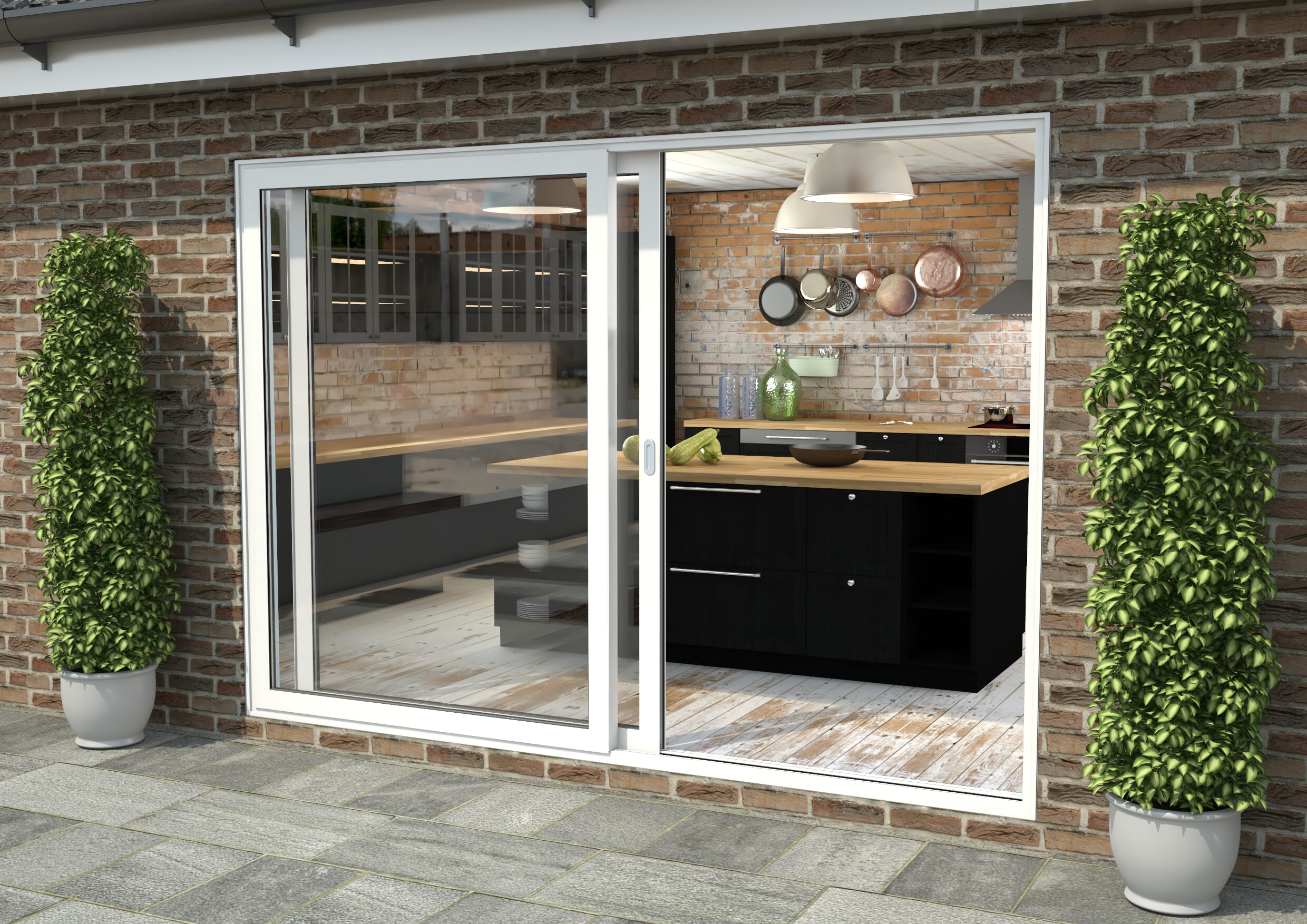 3000mm White Aluminium Sliding Doors Rh Sliding Lh Fixed Bifold Doors At Climadoor 5627