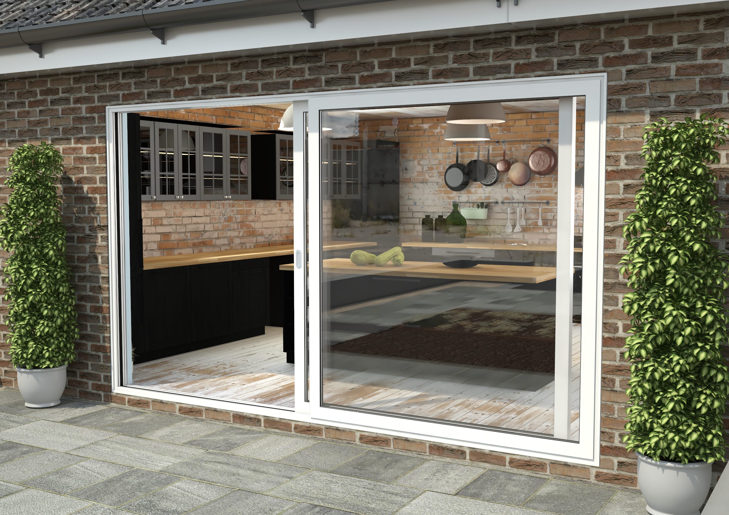 3600mm White Aluminium Sliding Doors LH Sliding / RH Fixed at Vivid Doors