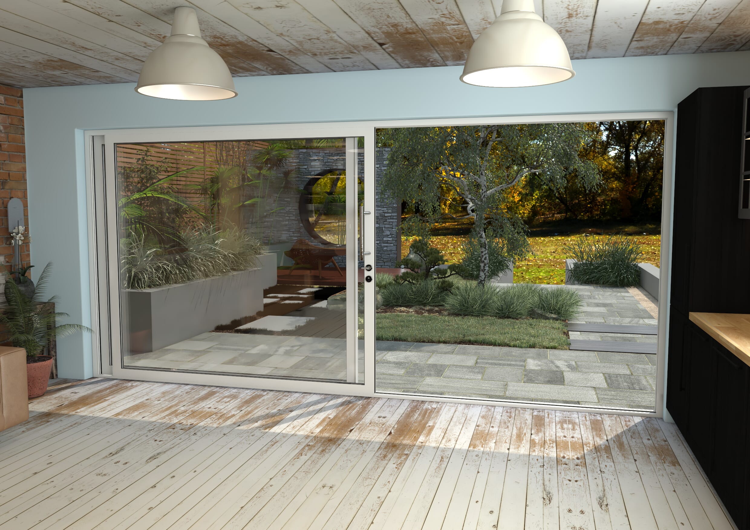 Part Q 4500mm White Aluminium Sliding Doors Lh Sliding / Rh Fixed