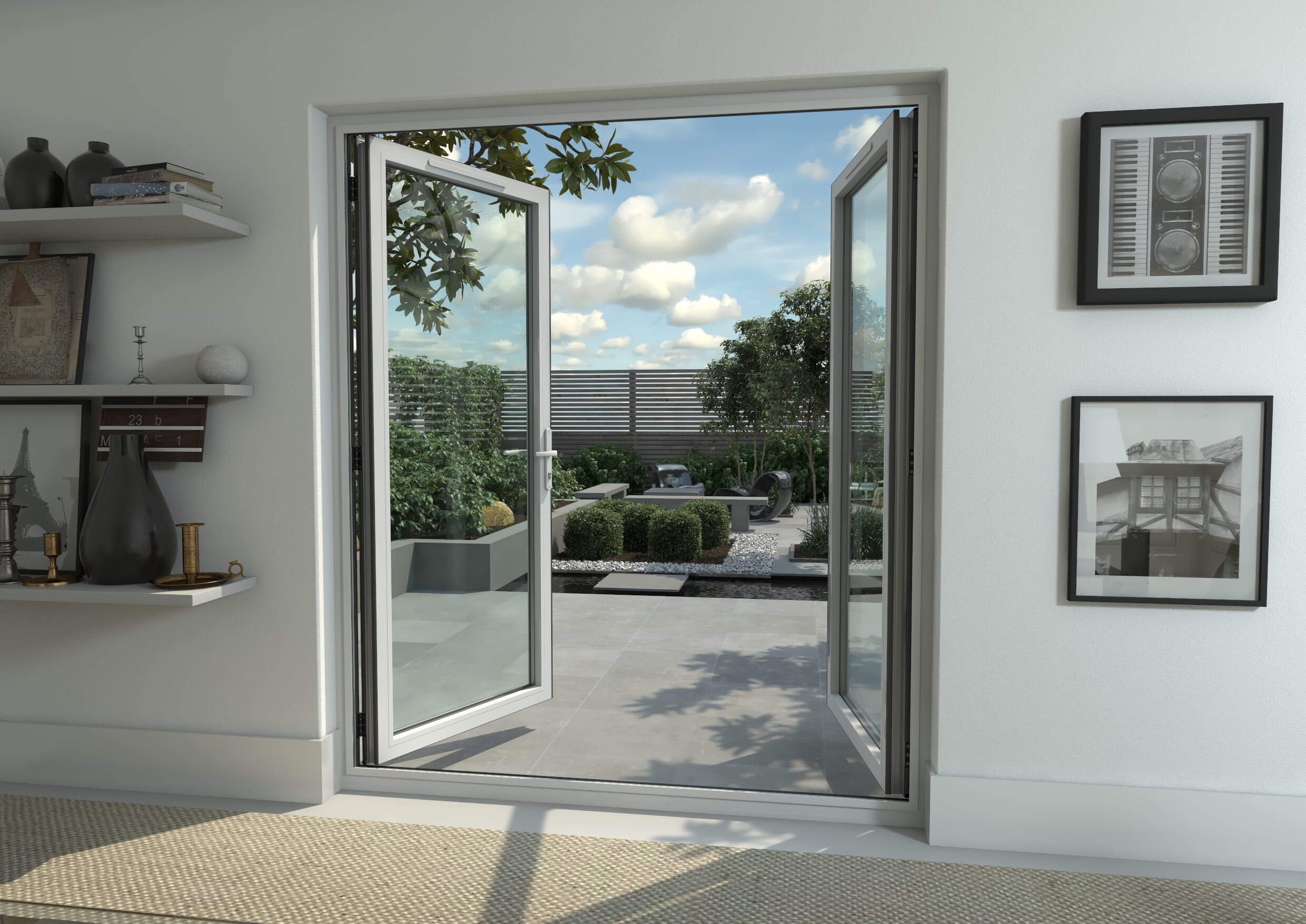 1800mm Part Q Compliant White Aluminium French Doors