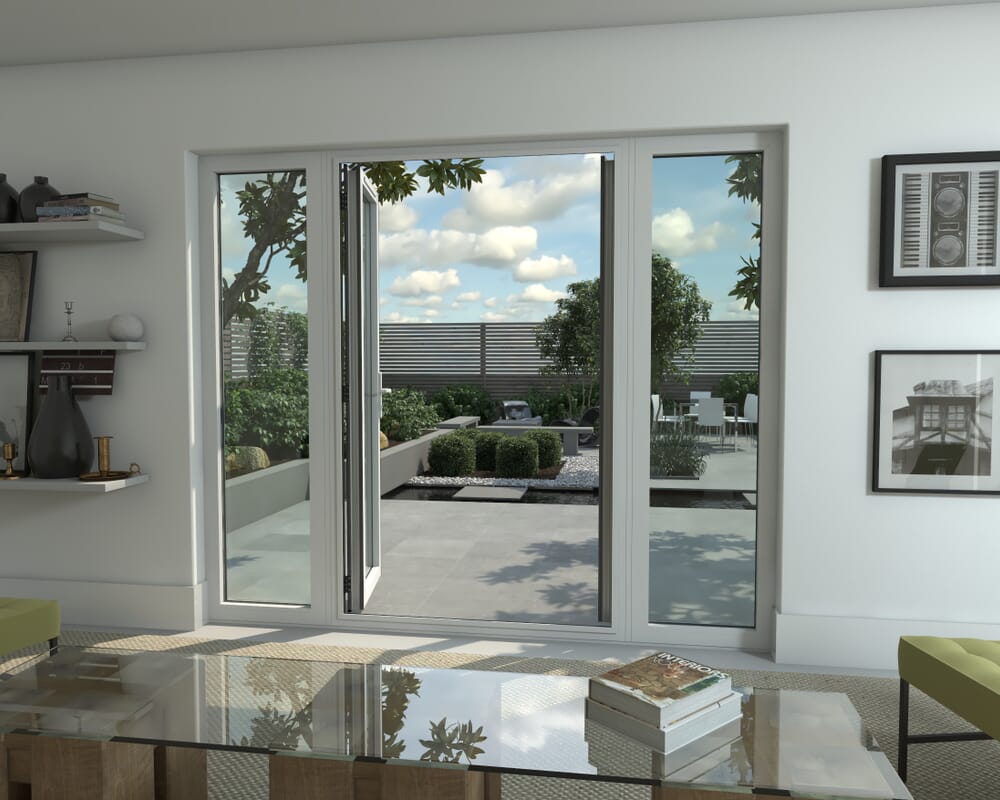 2400mm Part Q Compliant White Aluminium French Doors (1200mm Doors + 2 x 600mm Sidelights)