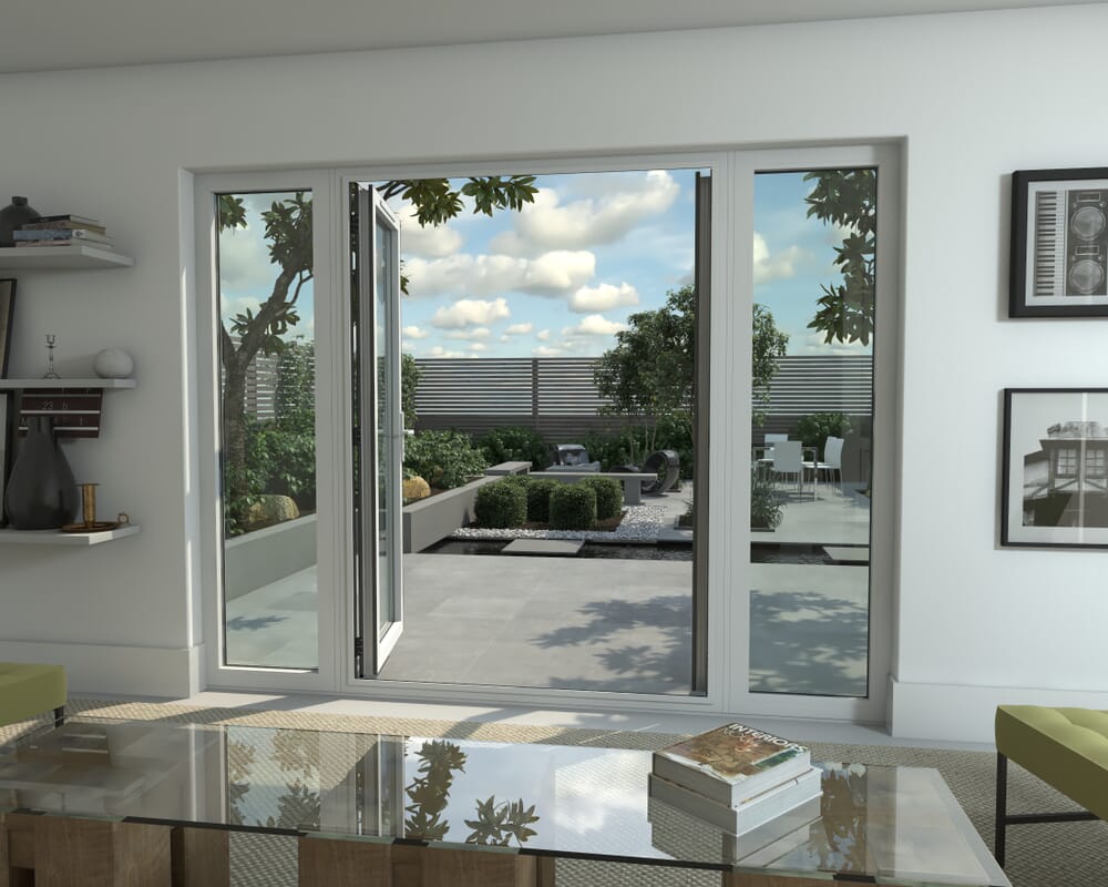 2700mm Part Q Compliant White Aluminium French Doors (1500mm Doors + 2 x 600mm Sidelights)
